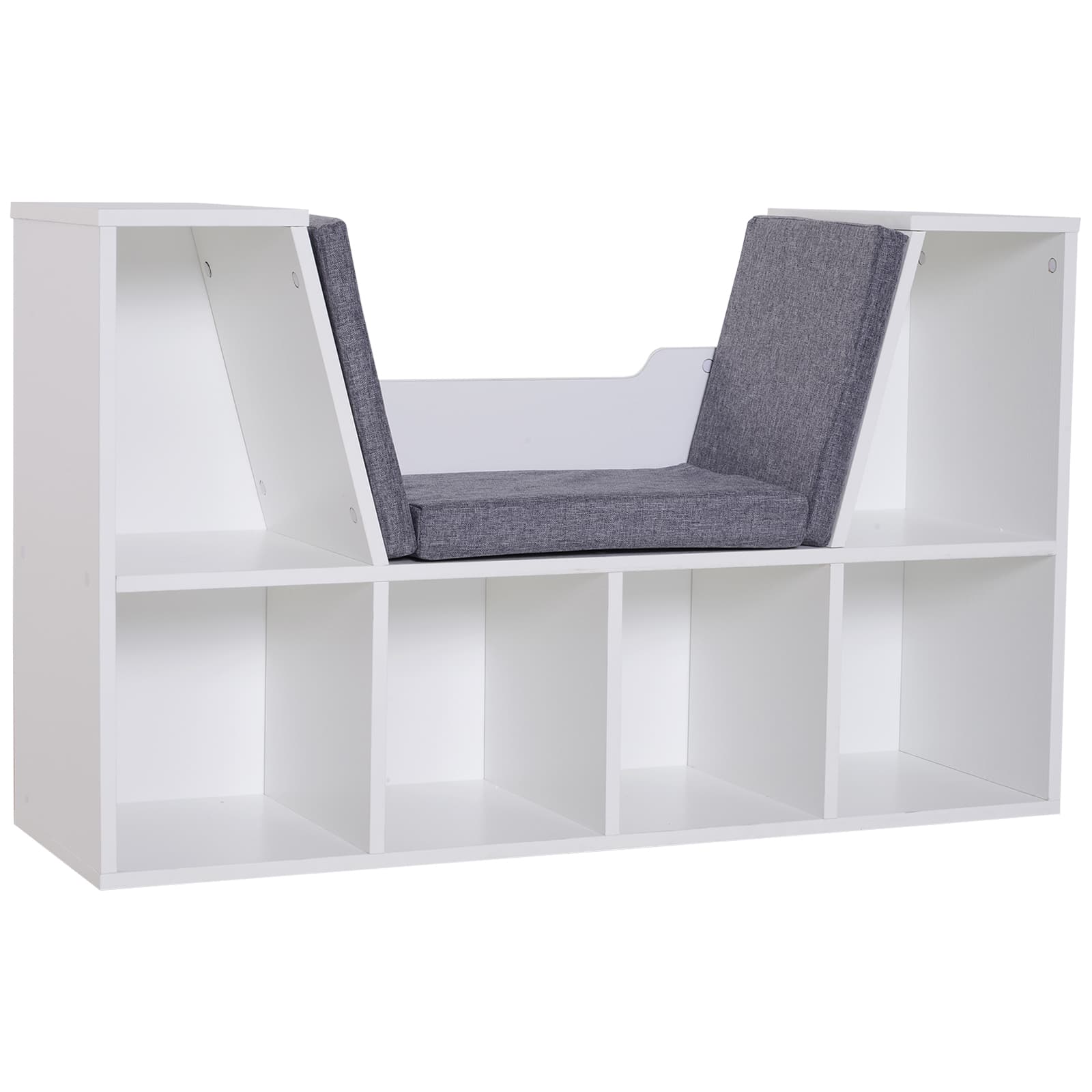 HOMCOM Cosy Reading Nook: Cushioned Bookcase Seat, Storage Sideboard for Kids' Bedrooms & Lounges, Pristine White | Aosom UK