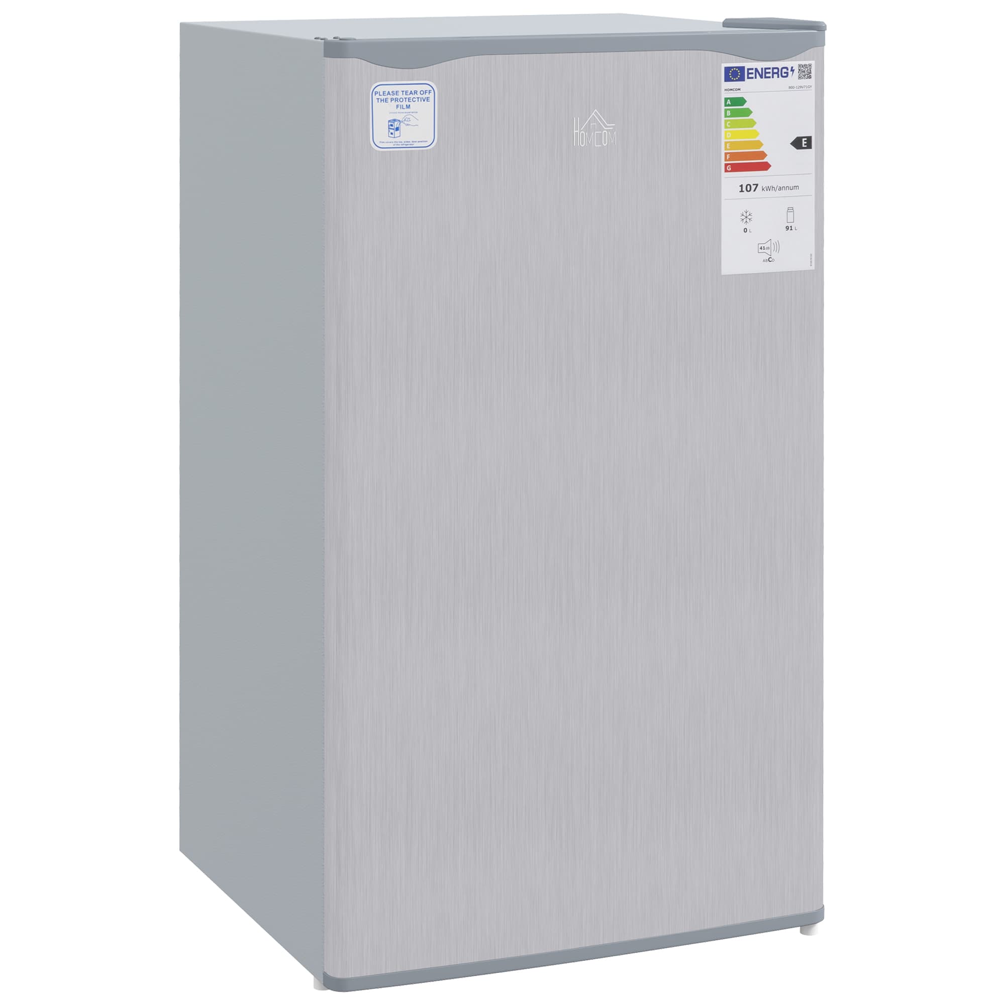 HOMCOM Under Counter Fridge Freezer Small Fridge for Singles Tiny Fridge for Flatshare Mini Fridge Kitchen Corner 91L Freestanding Chiller Box Adjustable Thermostat 47.5cm Grey | Aosom UK