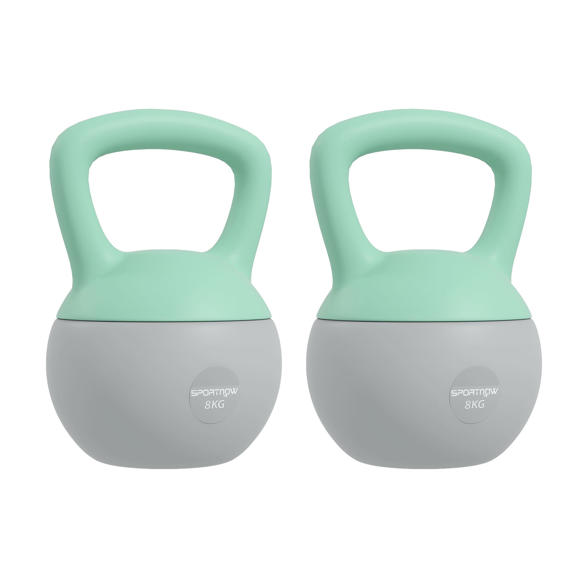 SPORTNOW 2 x 8kg Soft Kettlebell, Kettle Bell with Non-Slip Handle, for Home Gym, Strength Training, Cardio - Grey and Green | Aosom UK