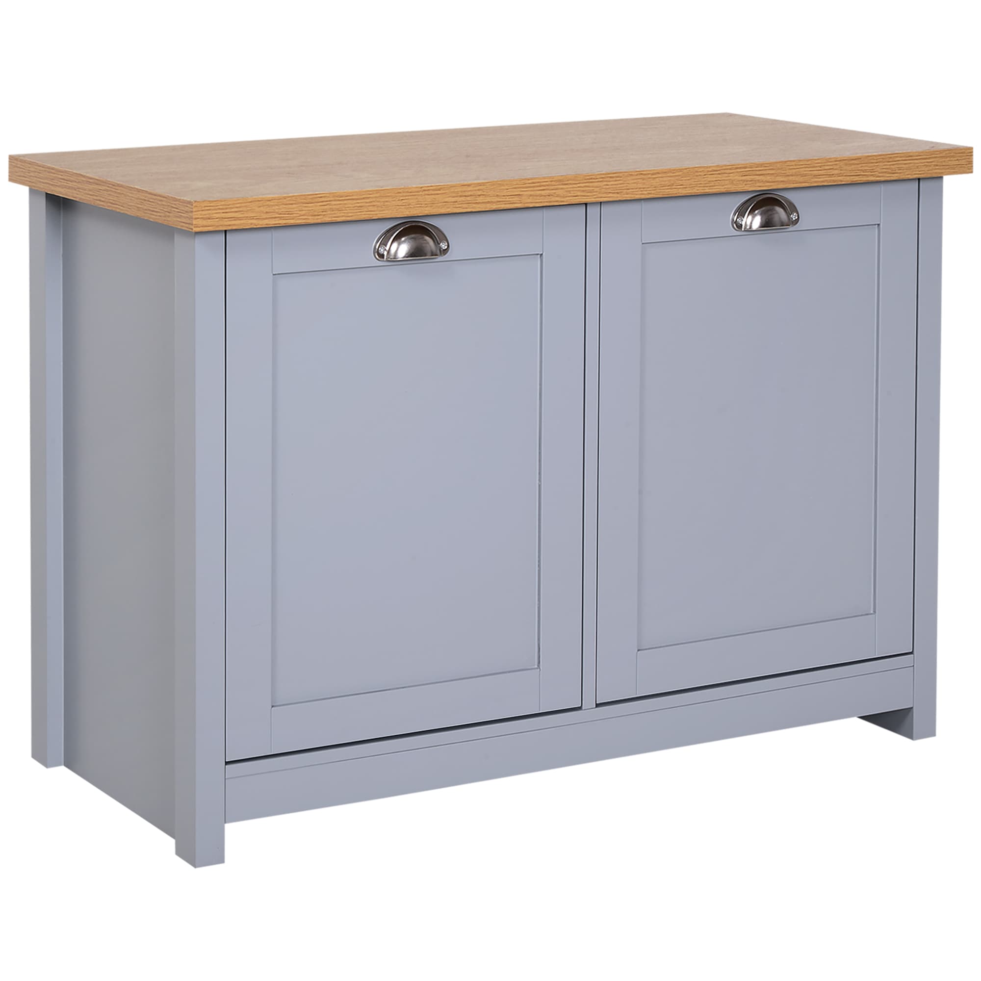 HOMCOM Hallway Shoe Storage: 2-Door Cabinet Organiser Bench with Shelf, Entryway Cupboard, Grey | Aosom UK