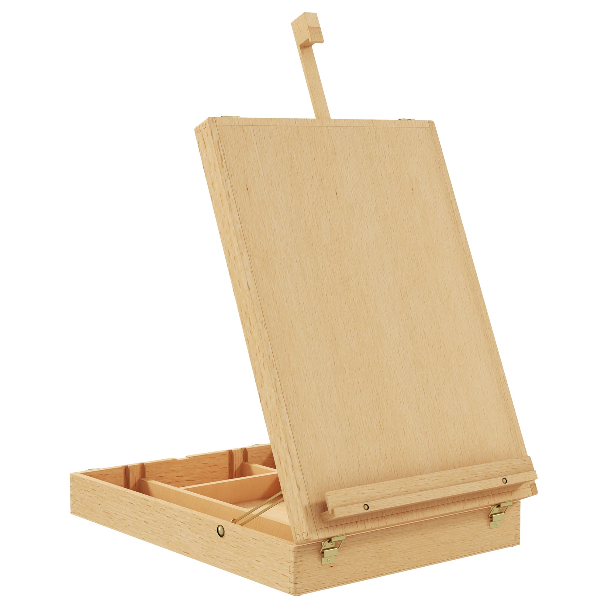 Vinsetto Wooden Table Easel Box Hold Canvas up to 61cm, Adjustable Beechwood Storage Table Box Easel, Portable Folding Artist Drawing | Aosom UK