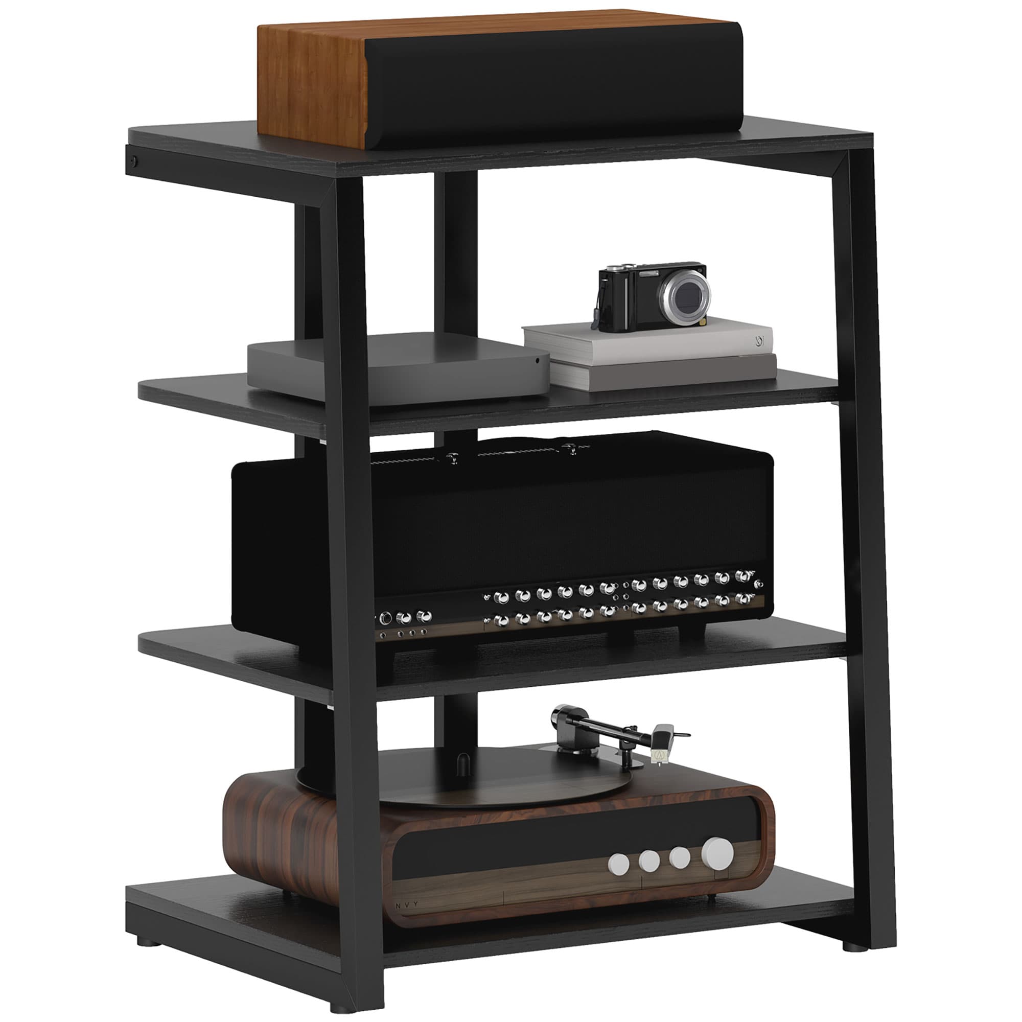 HOMCOM TV Stand Cabinet for 28 Inch TVs, Corner TV Unit with Open Adjustable Shelves and Extension Lead Holder, Entertainment Unit | Aosom UK