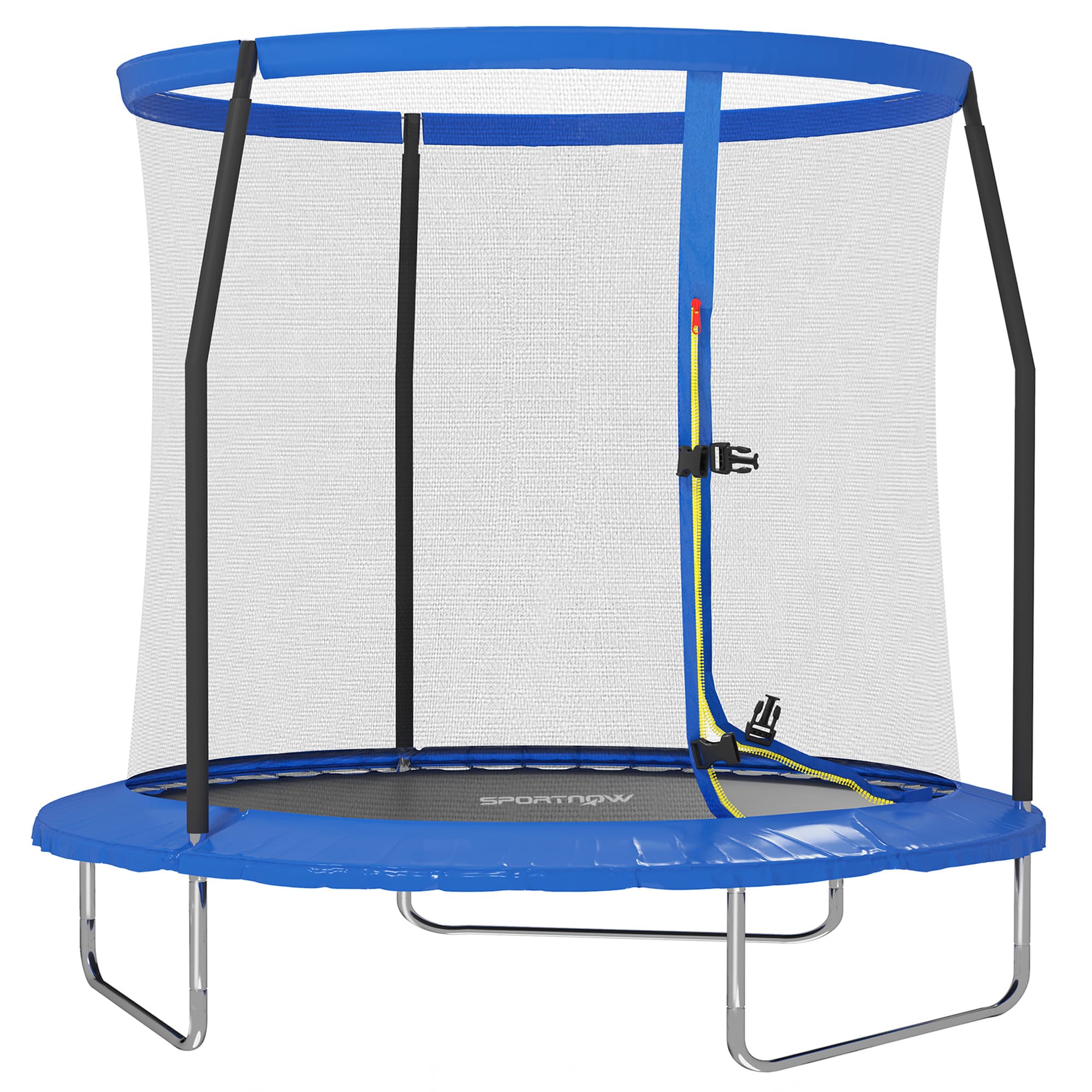 SPORTNOW 8ft Trampoline with Safety Enclosure Net, Steel Frame Outdoor Trampoline, Jumping Mat with Edge Safety Cover for Fitness, Blue | Aosom UK