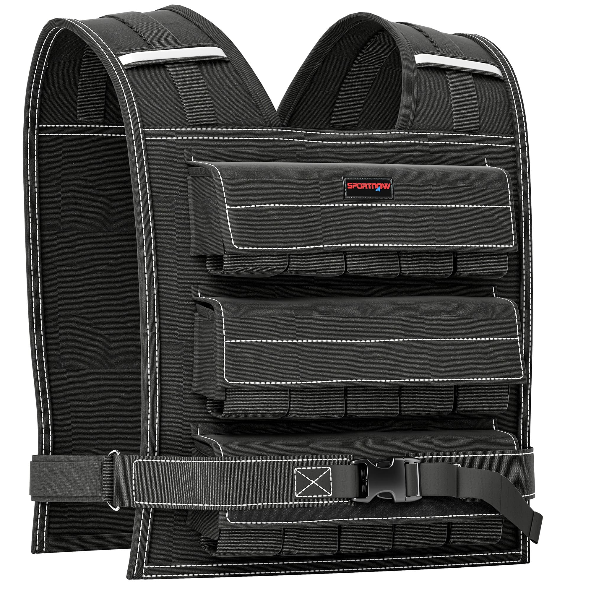 SPORTNOW 30KG Adjustable Weighted Vest, Weight Vest with 30 Metal Weights, Adjustable Straps and Reflective Strips, for Running Strength Training