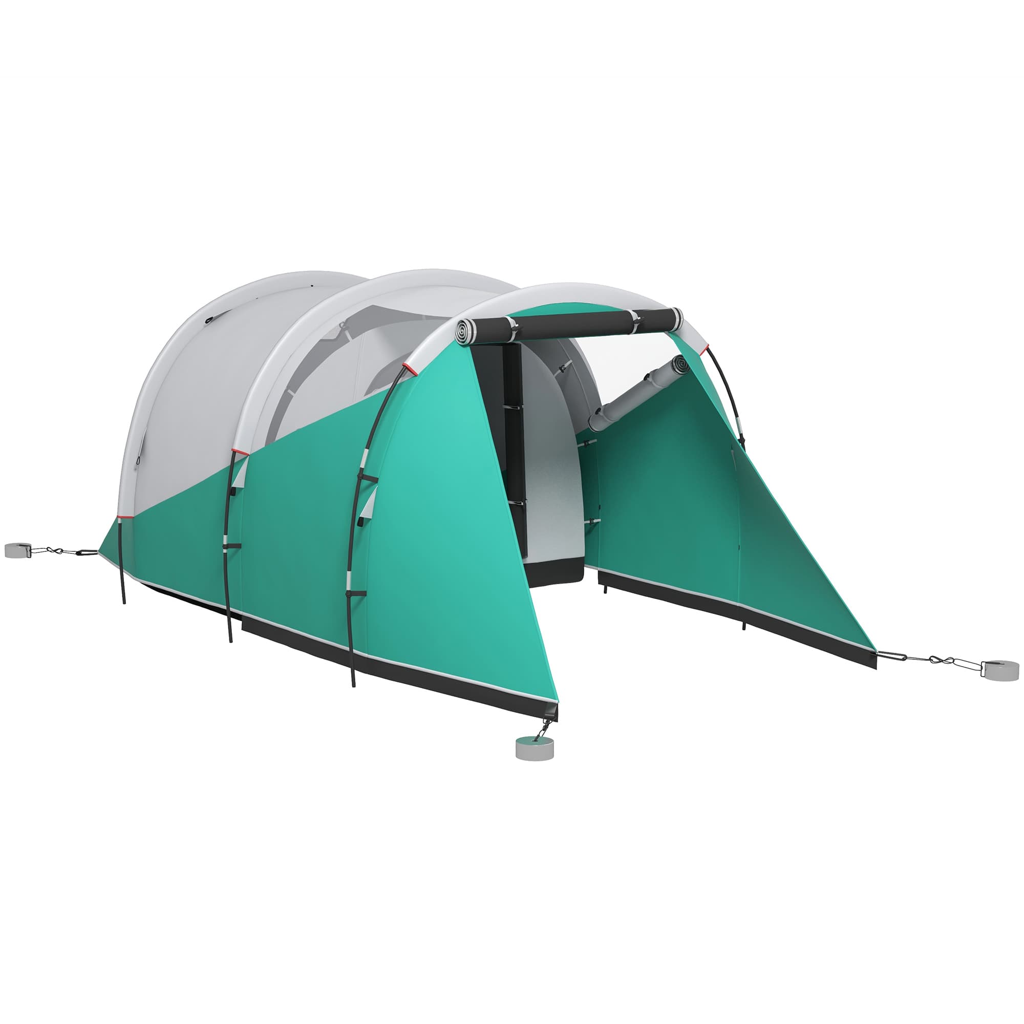 Outsunny 2 Room Camping Tent for 4-5 Man, 3000mm Waterproof Family Tent with Carry Bag, for Fishing Hiking Festival, Green