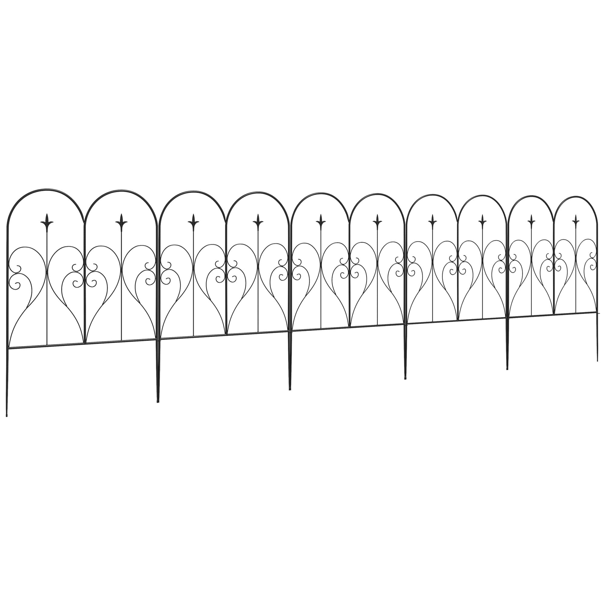 Outsunny Garden Decorative Fences, Heart-shaped Garden Trellis Panels, Landscape Flower Bed Border Edging, Set of 5, Black | Aosom UK