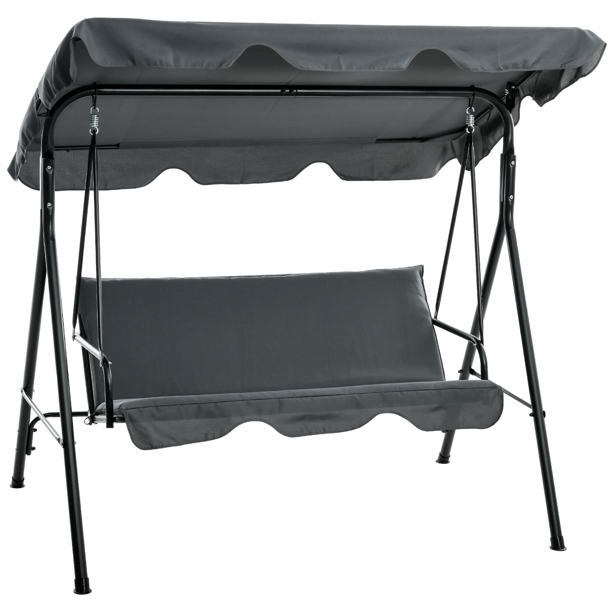 Outsunny 3 Seater Garden Swing, Waterproof Swing Chair with Adjustable Canopy for Patio, Grey | Aosom UK