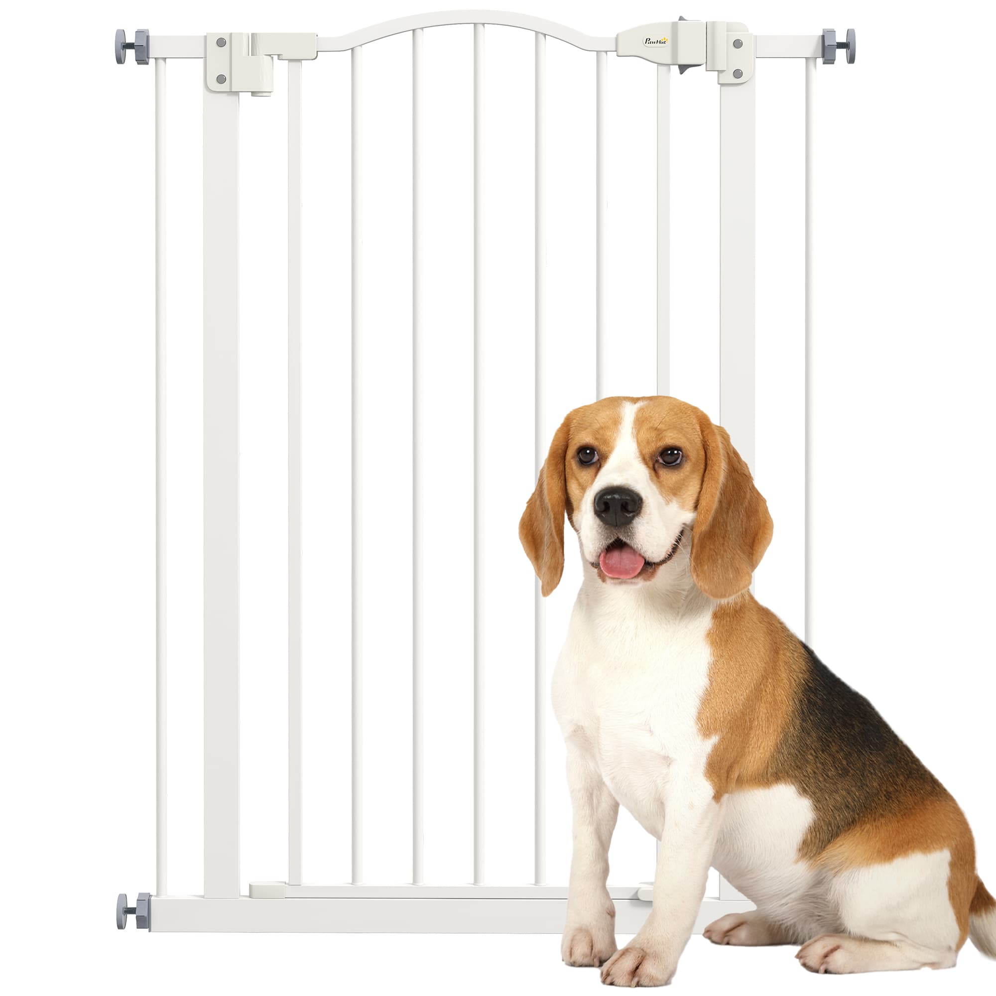 PawHut Metal Pet Safety Gate Dog Gate Folding Fence, White | Aosom UK thumbnail 2
