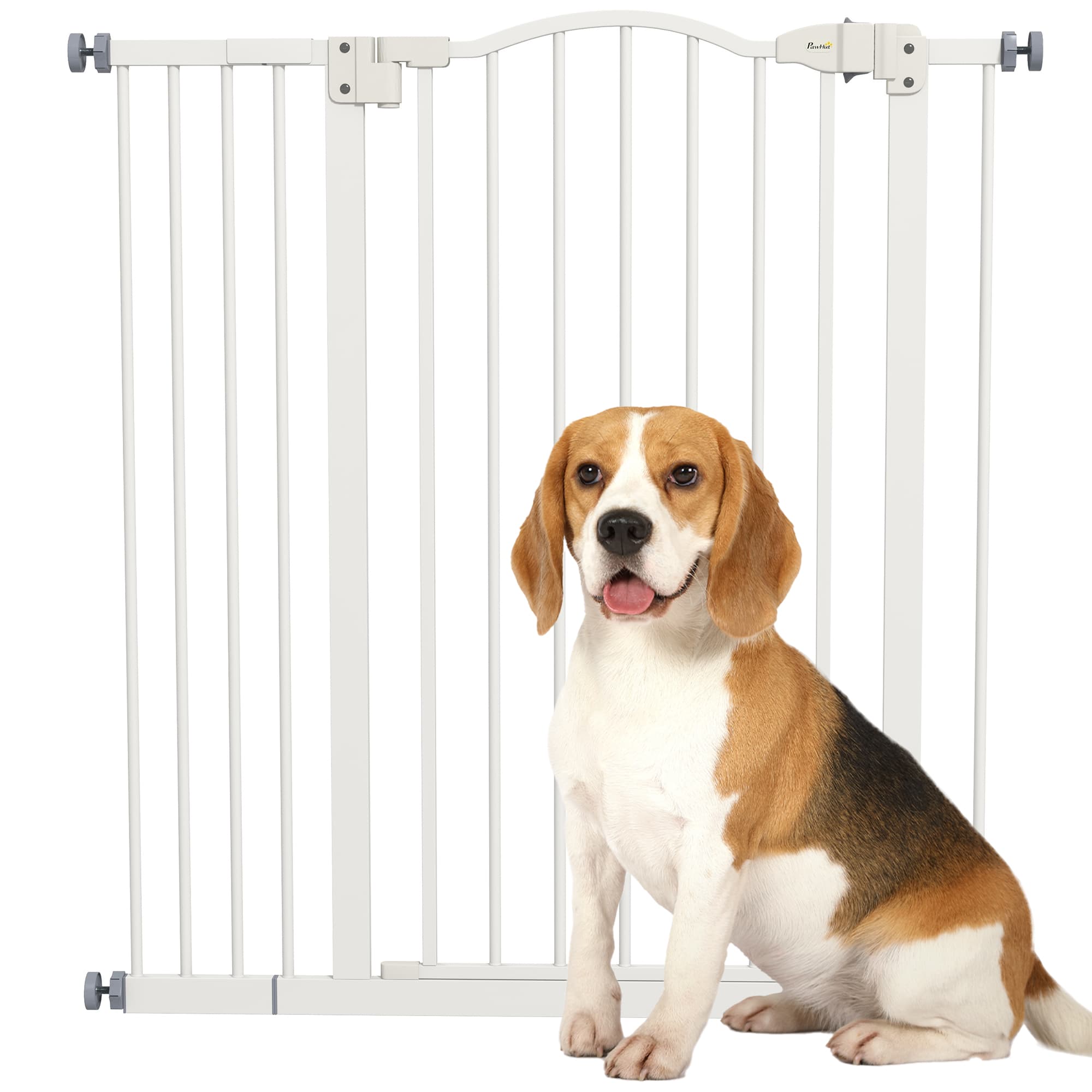 PawHut Adjustable Pet Safety Gate: No-Drill Installation, Auto-Close Feature for Doorways, Crisp White, 74-94cm | Aosom UK