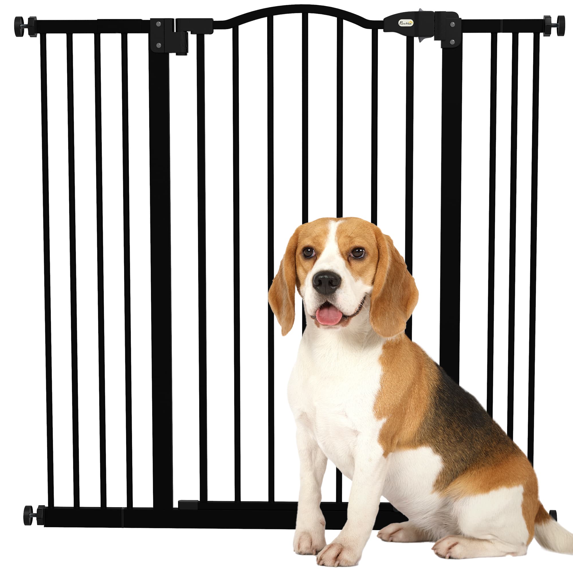 PawHut Dog Gate Baby Gates for Dogs Pet Gate with Metal Adjustable Frame & Double Locking System, 74-100Wcm, Black | Aosom UK