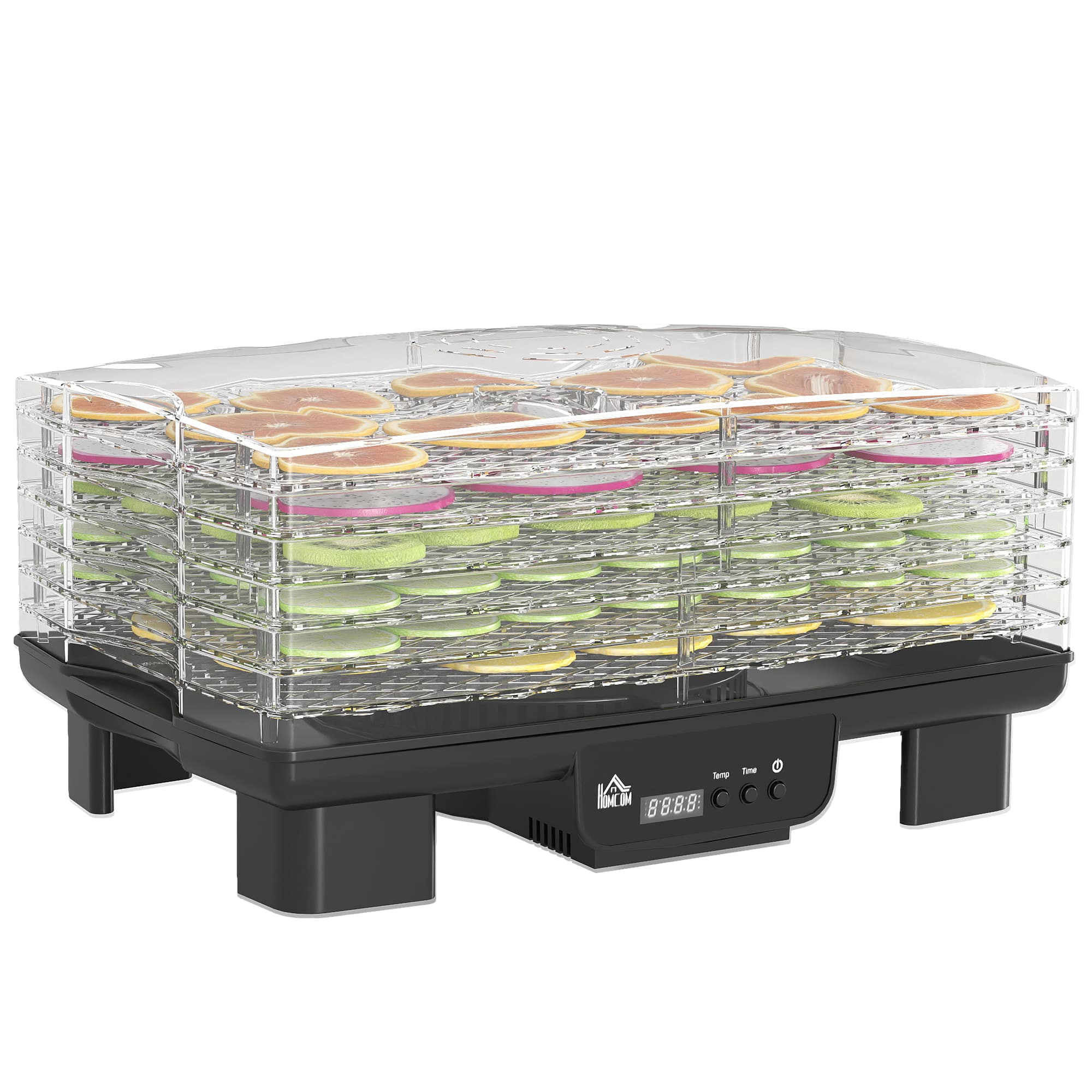 HOMCOM 6 Tray Food Dehydrator, 550W Food Dryer Machine with Adjustable Temperature, 48H Timer, for Drying Fruit, Vegetable and Pet Treat, Black