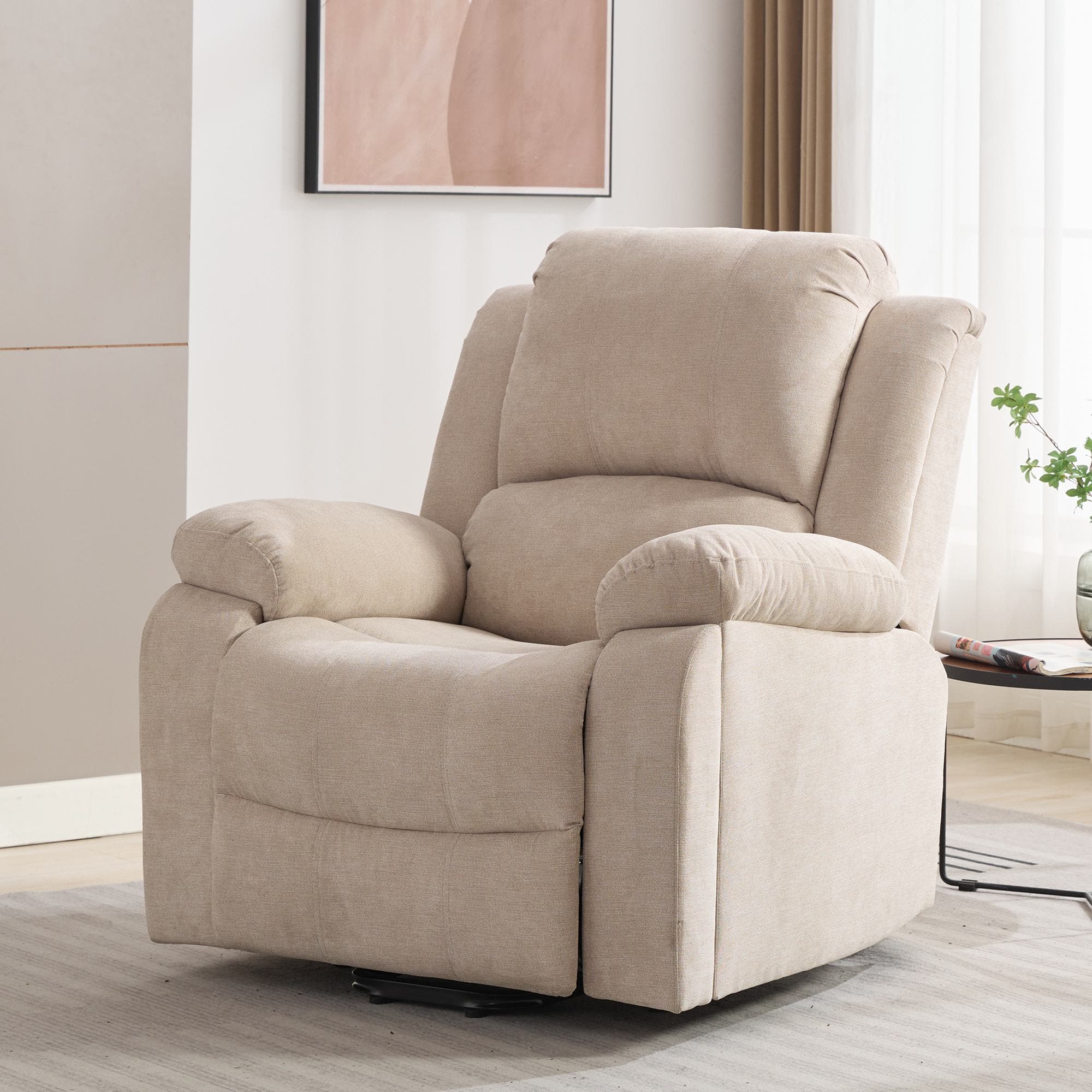 Power Massage Lift Recliner Chair with Heat and Vibration for Elderly, Fabric Sofa with Pockets and Cup Holders, 90L x 94W x 101H cm, Beige | Aosom.UK