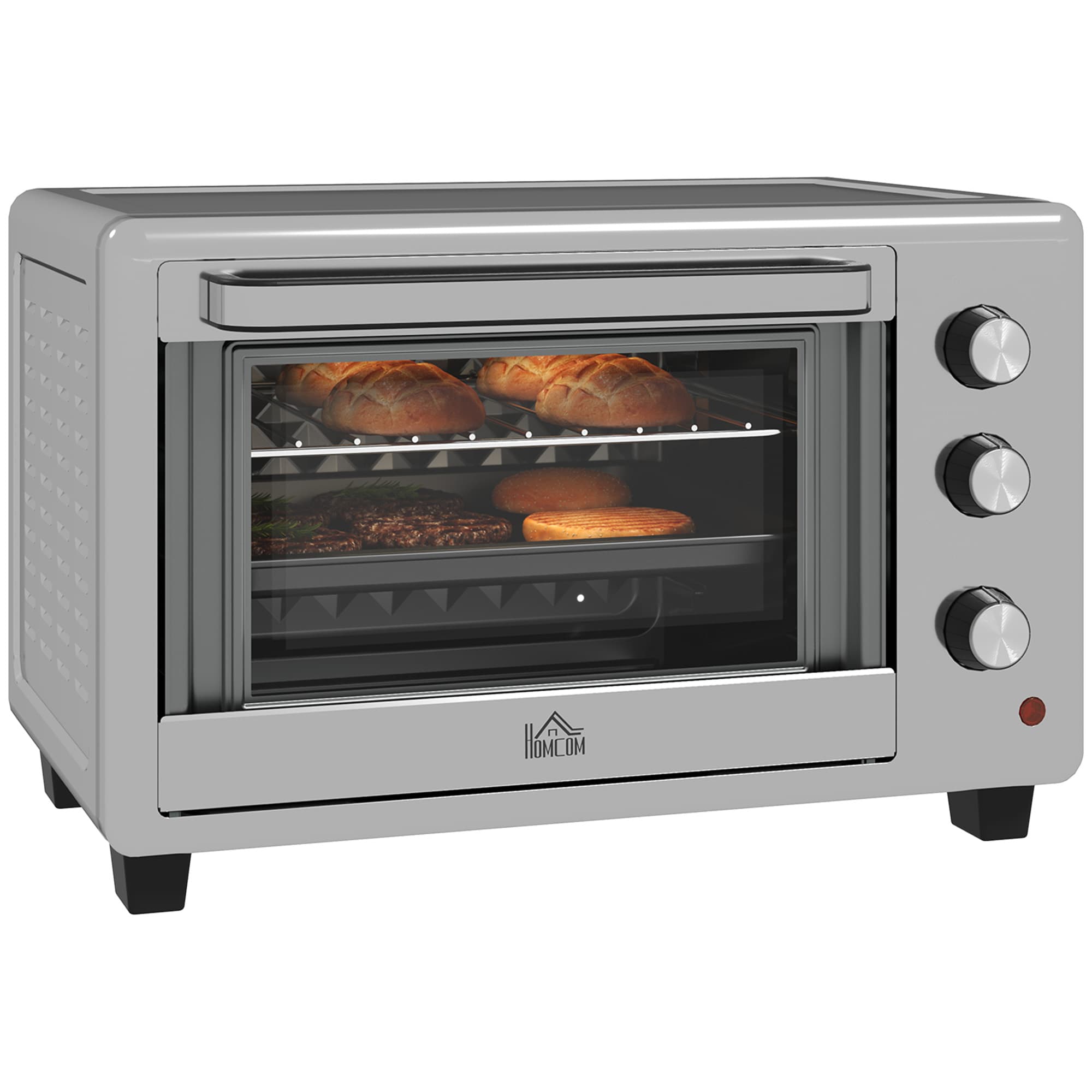 HOMCOM 30L 60-230°C Mini Electric Oven, with Accessories - Silver Tone | Aosom UK