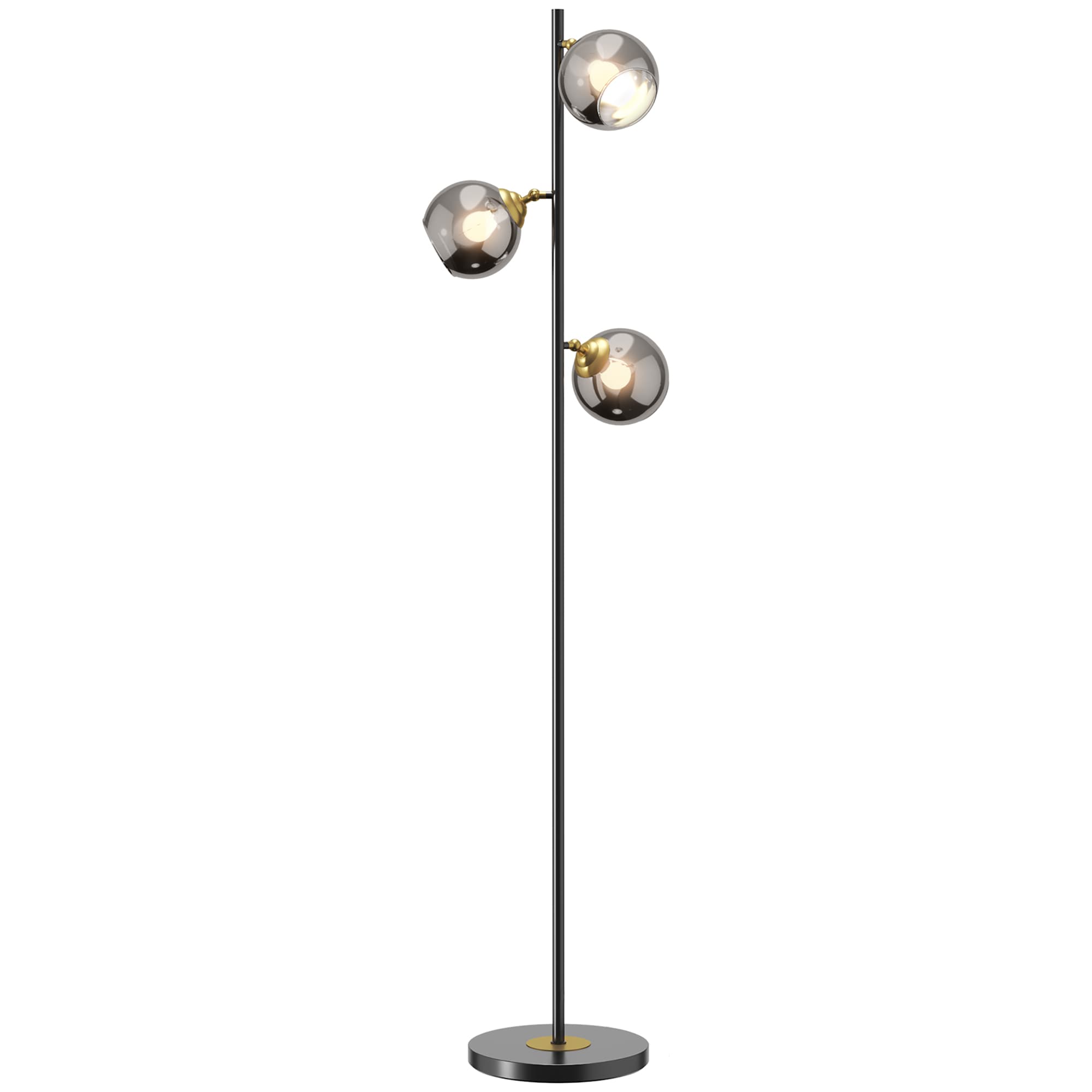 HOMCOM Tree Floor Lamp: Modern 3-Light Standing Luminaire for Bedrooms & Lounges, 162cm Height, Grey (Bulbs Excluded) | Aosom UK