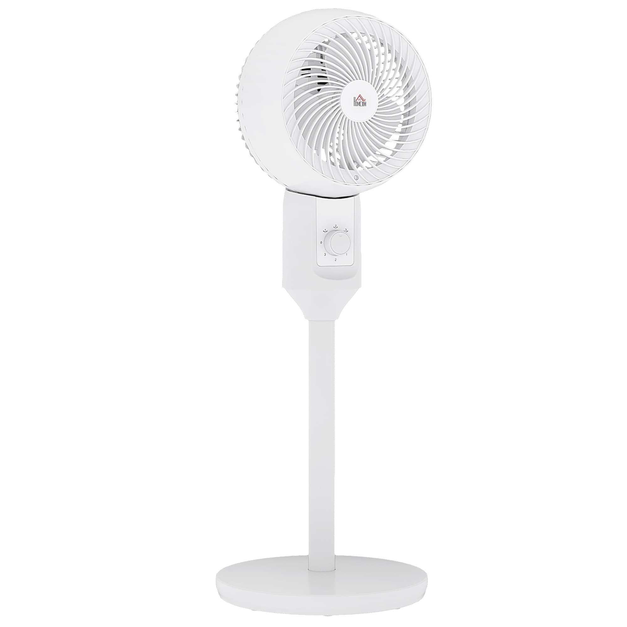 HOMCOM 9'' Air Circulator Fan 3 Speed, 70° Oscillation 90° Vertical Tilt, Carry Handle, Pedestal Fan, Pedestal Fan for Living Room, Office, White