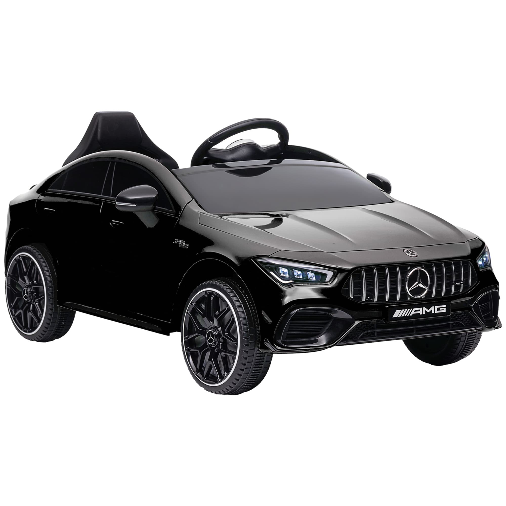 AIYAPLAY Mercedes-AMG CLA 45 Licensed 12V Kids Electric Car Ride on Car w/ Remote, Suspension Lights Music Horn - Black