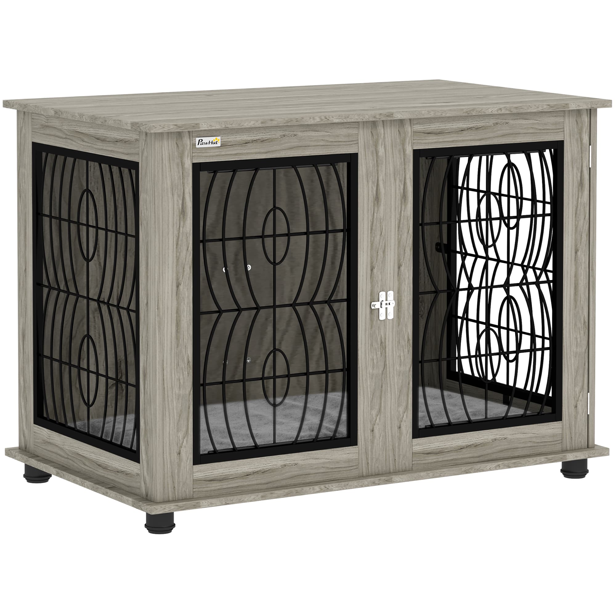 PawHut 37" Indoor Dog Crate Furniture End Table with Soft Washable Cushion, Lockable Front Door, for Large Dogs | Aosom UK
