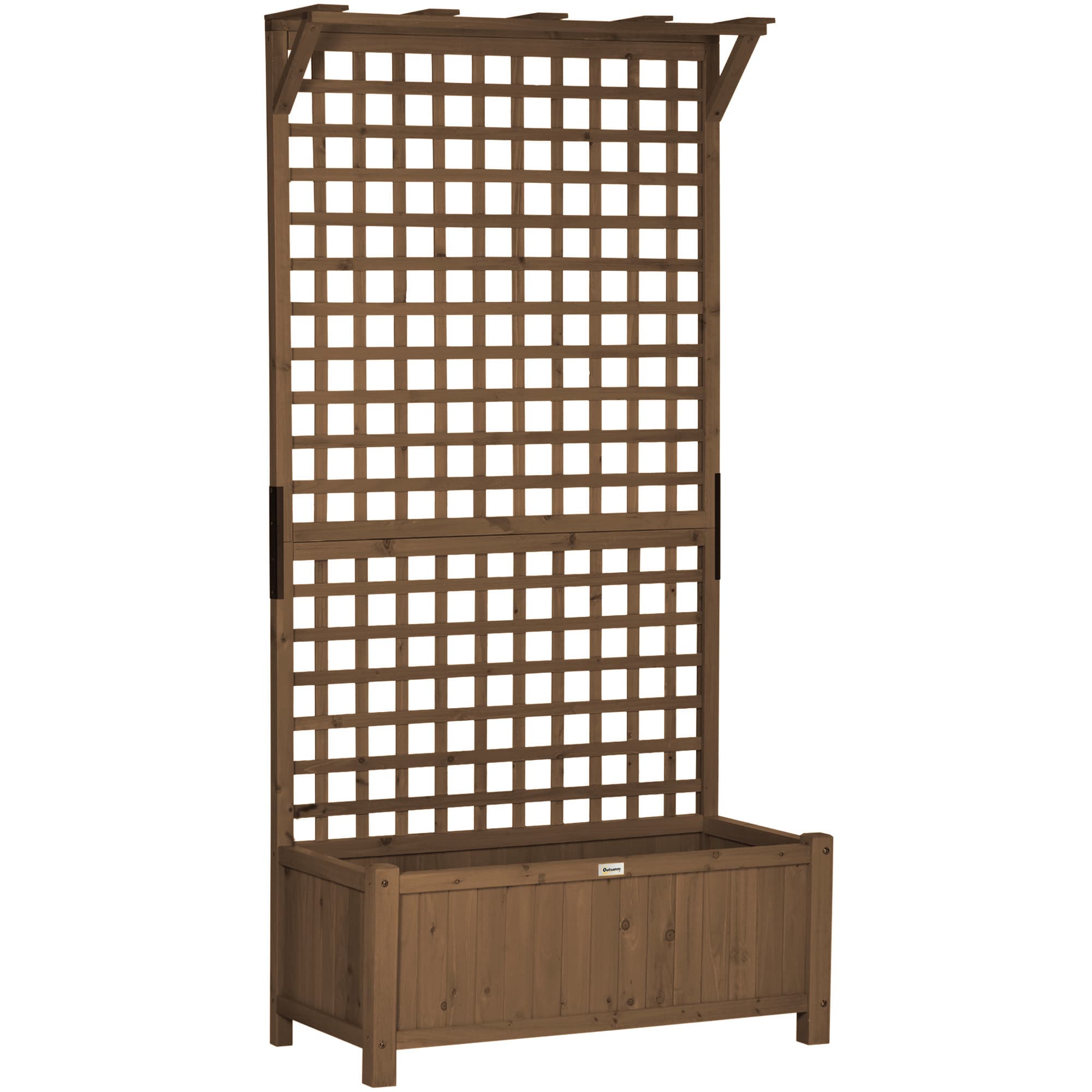 Outsunny Planter Box, Trellis Raised Bed for Vine Climbing, Raised Garden Bed, Privacy Screen for Backyard, Patio | Aosom UK