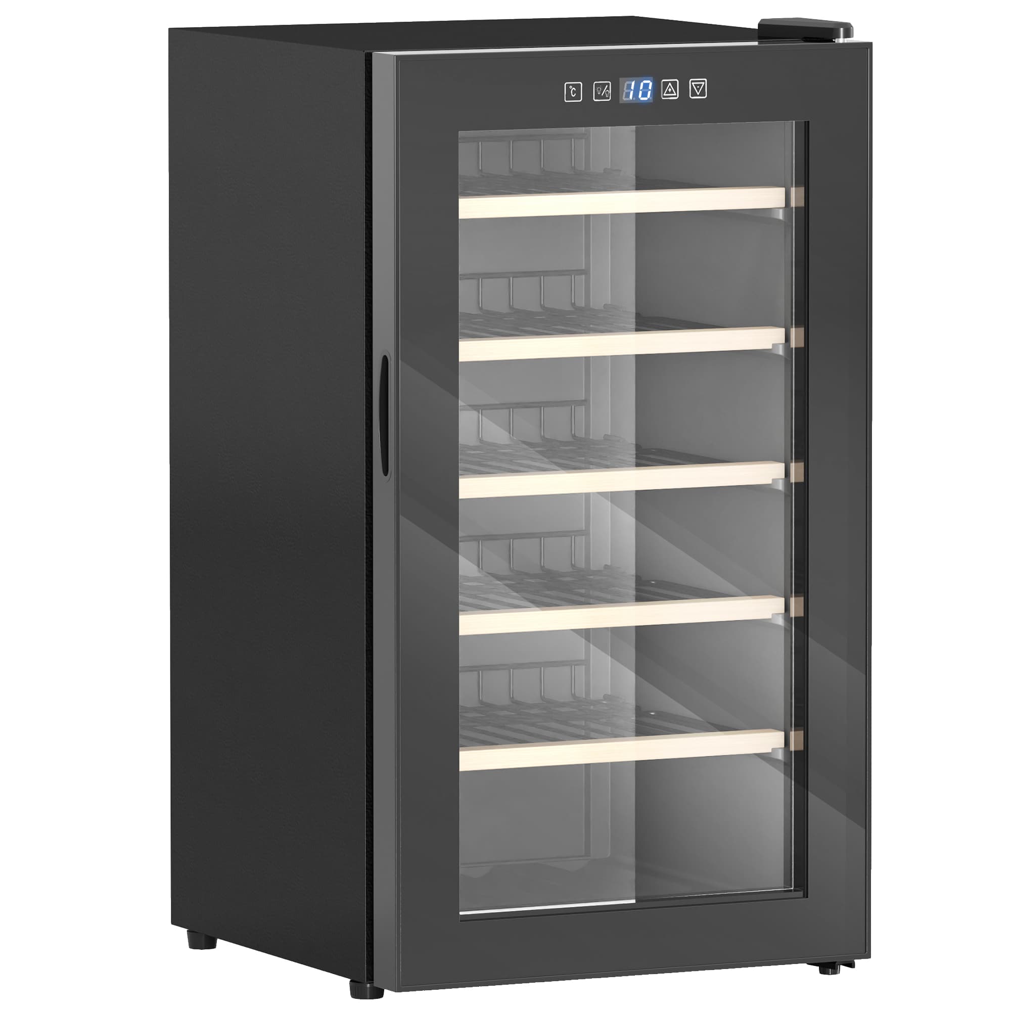 HOMCOM 41 Bottle Wine Fridge, 91L Wine Cooler with Glass Door, Touch Control, LED Light, Black | Aosom UK