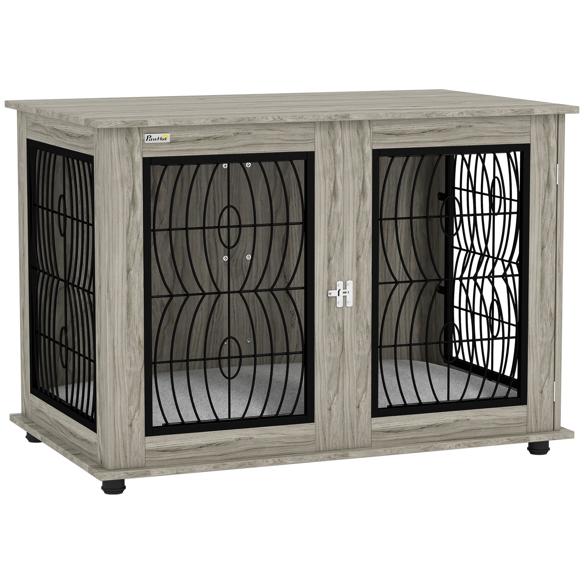 PawHut 46.46'' Indoor Dog Crate Furniture End Table with Soft Washable Cushion, Lockable Front Door, for Extra Large Dogs | Aosom UK