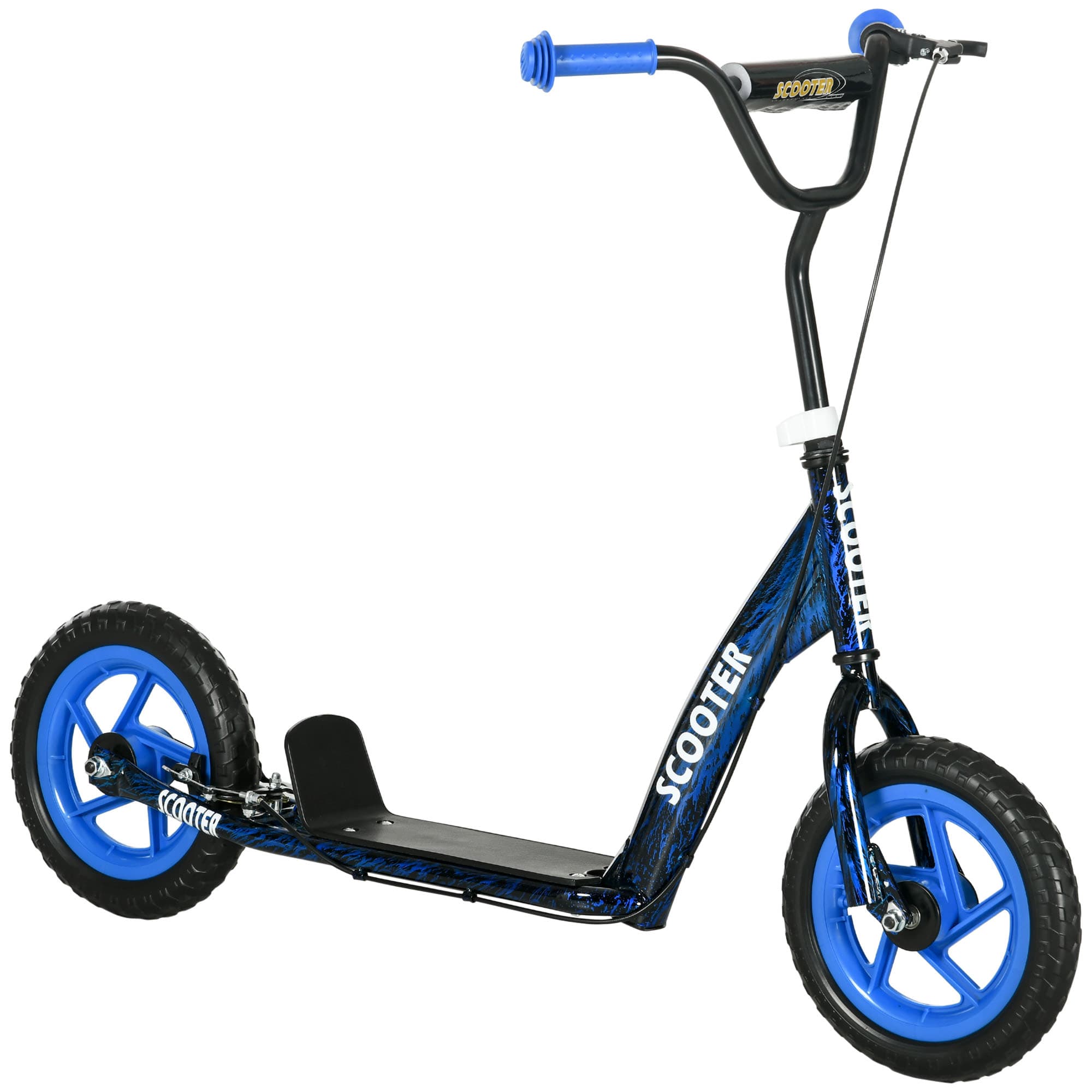 AIYAPLAY Kids Scooter with Adjustable Handlebar, Anti-Slip Footplate, Rear Brake & Kickstand, for Ages 3+, Blue | Aosom UK