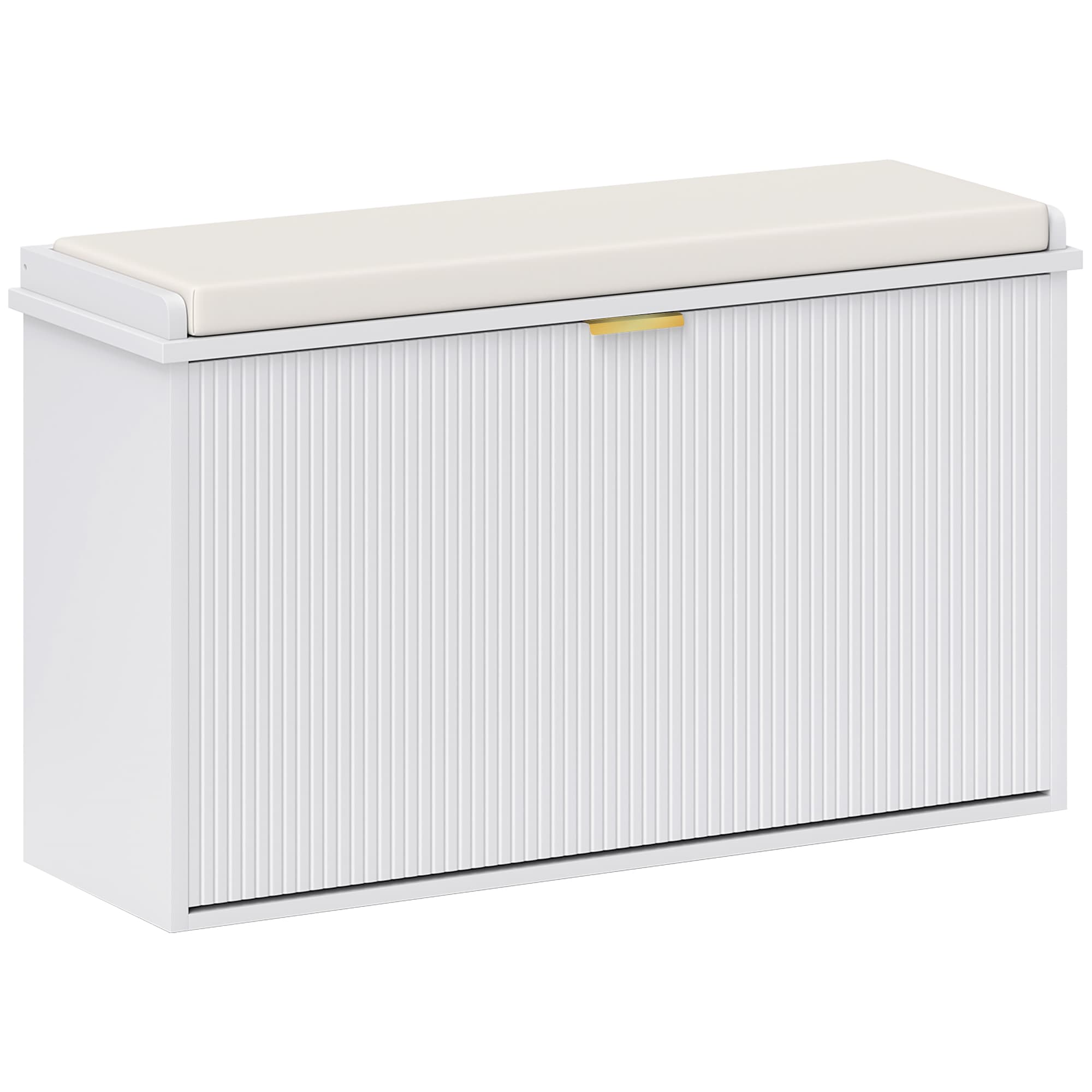 HOMCOM Elegant Eight Shoe Bench with Top Seat, Comfortable Storage for Shoes & Entryway, White | Aosom UK