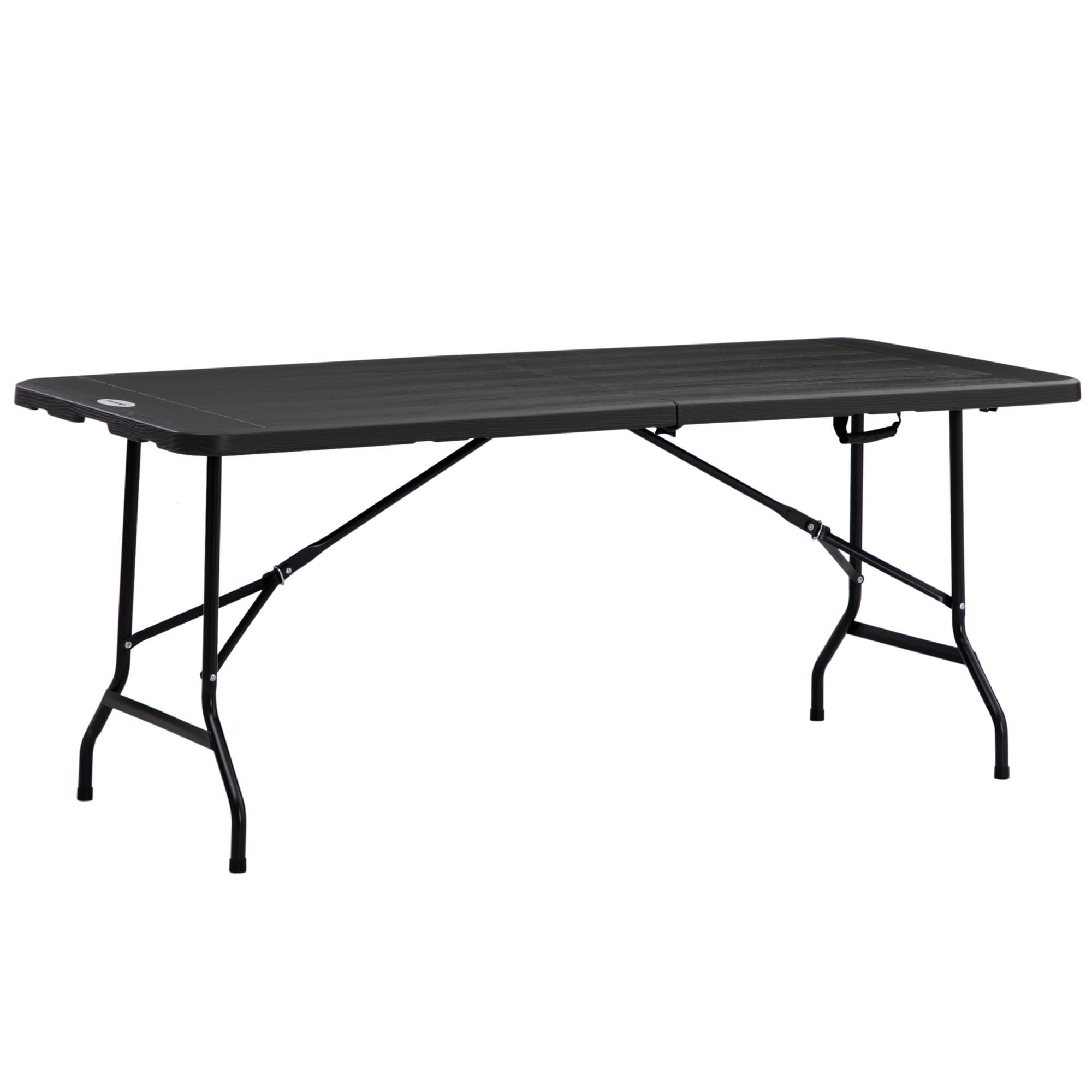 Outsunny Folding Garden Dining Table for 6, Rectangular Outdoor Dining Table with HDPE Tabletop and Steel Frame for Balcony, Porch, Charcoal Grey
