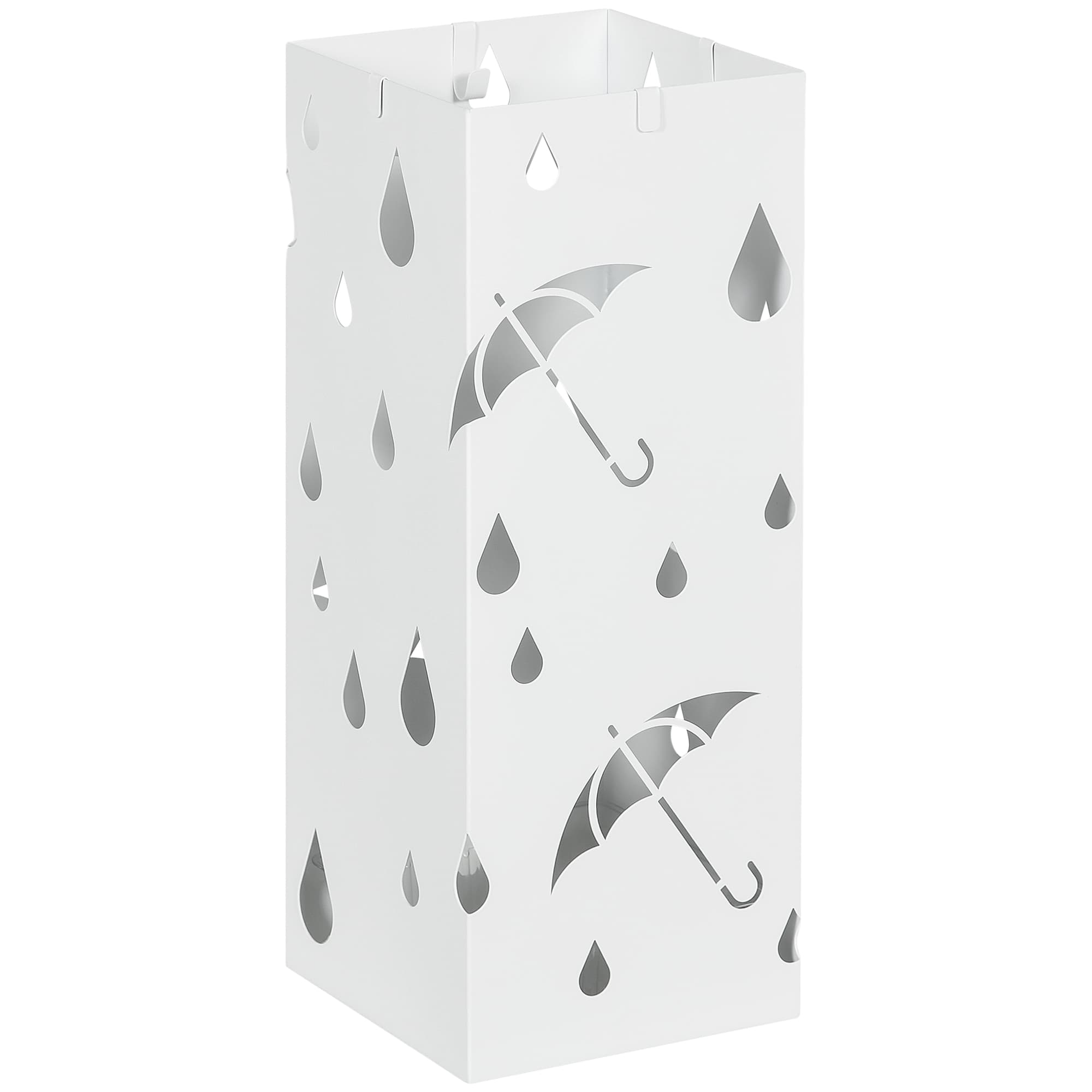 HOMCOM Six-Umbrella Steel Holder Stand - White | Aosom UK