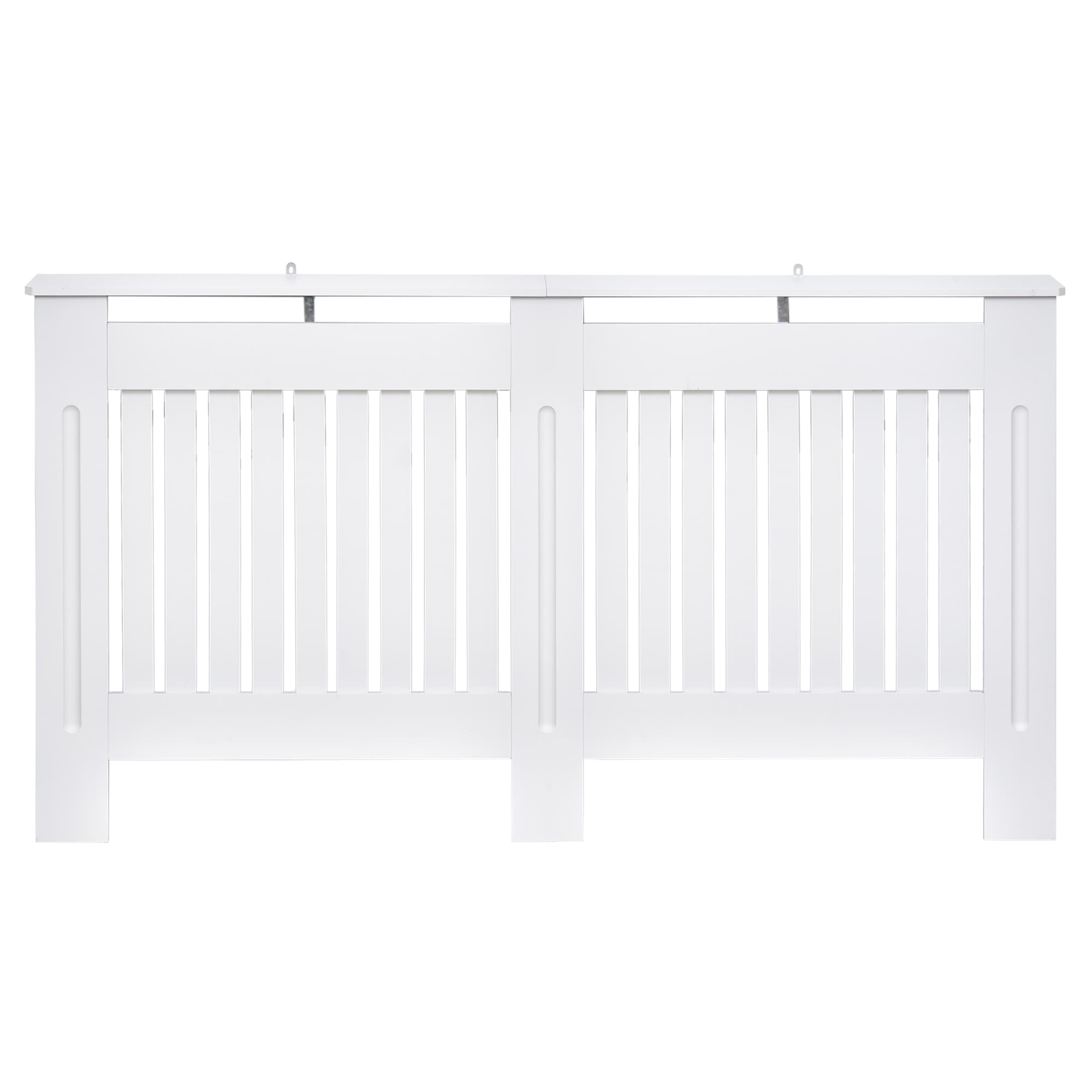 HOMCOM Slatted Radiator Cover Painted Cabinet MDF Lined Grill in White (152L x 19W x 81H cm)