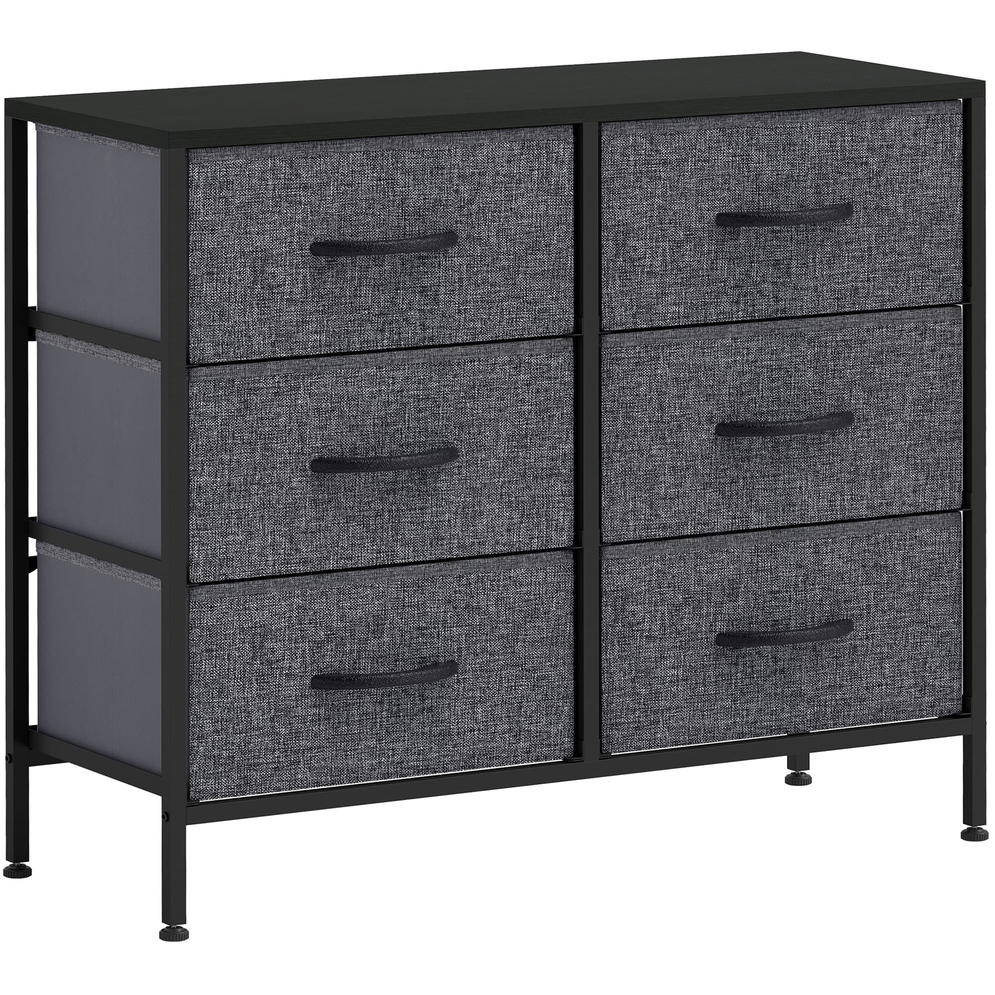 HOMCOM Fabric Chest of Drawers, Industrial Storage Bedroom Dresser with 8 Fabric Drawers, Steel Frame and Wooden Top for Nursery, Living Room, Hallway, Black thumbnail 2