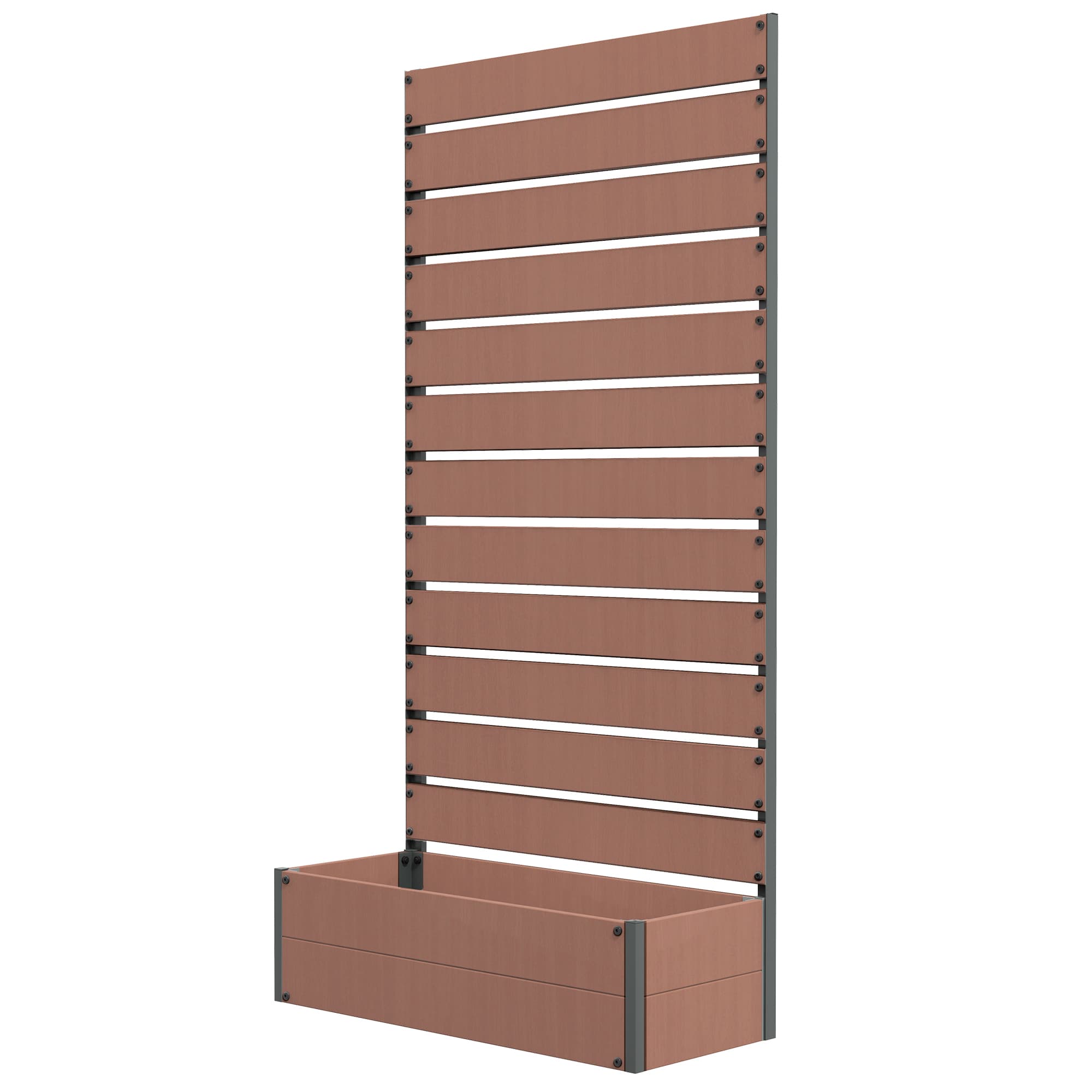 Outsunny Raised Planter with Trellis, Outdoor Garden Bed with Drainage Gap for Plants & Vines, Weather Resistant, 90.5L x 38W x 180H, Light Brown | Aosom UK