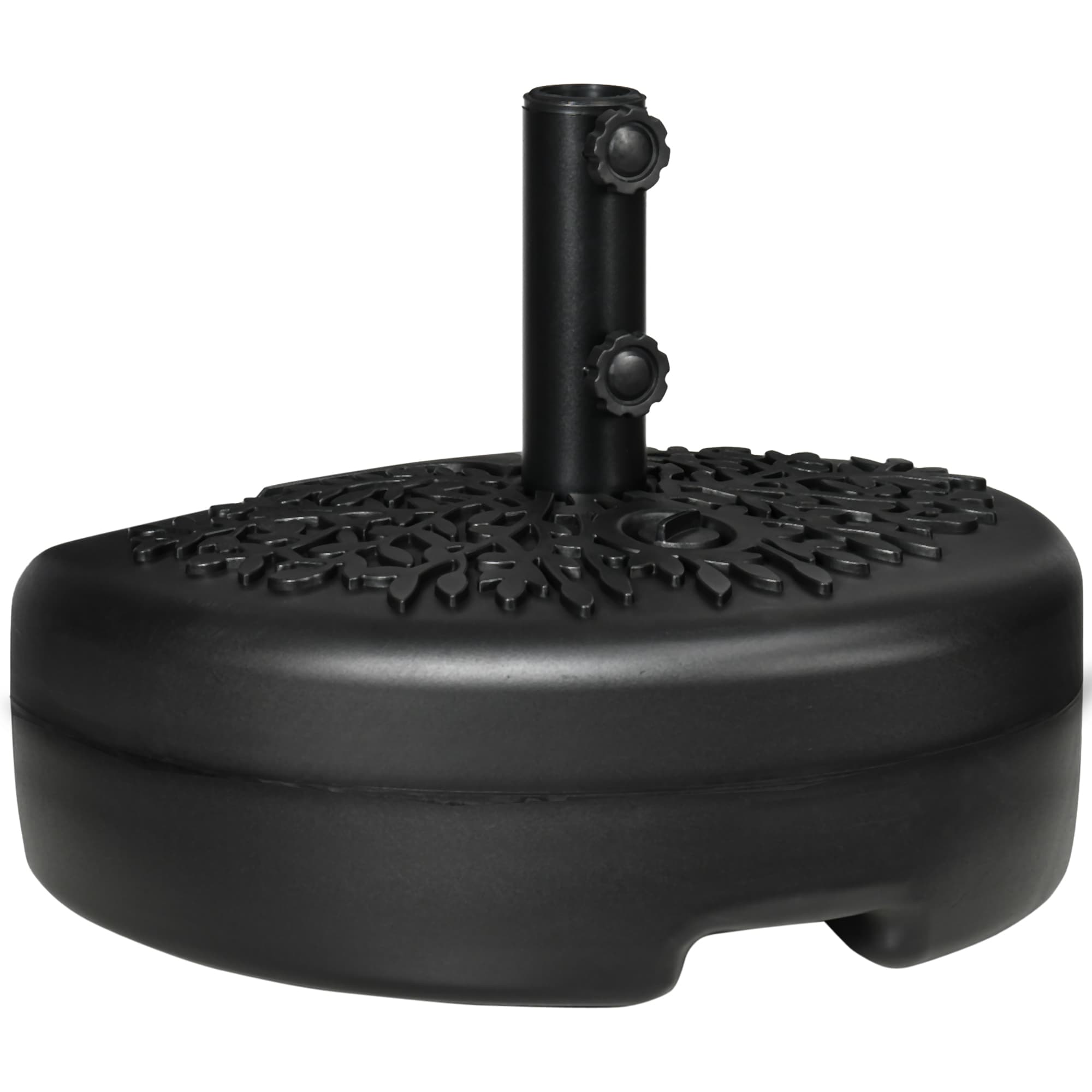 Outsunny Half Round Umbrella Base, Half Patio Parasol Stand Holder for Deck, Garden, Fit 3.8 cm or 4.8 cm Pole, Black | Aosom UK