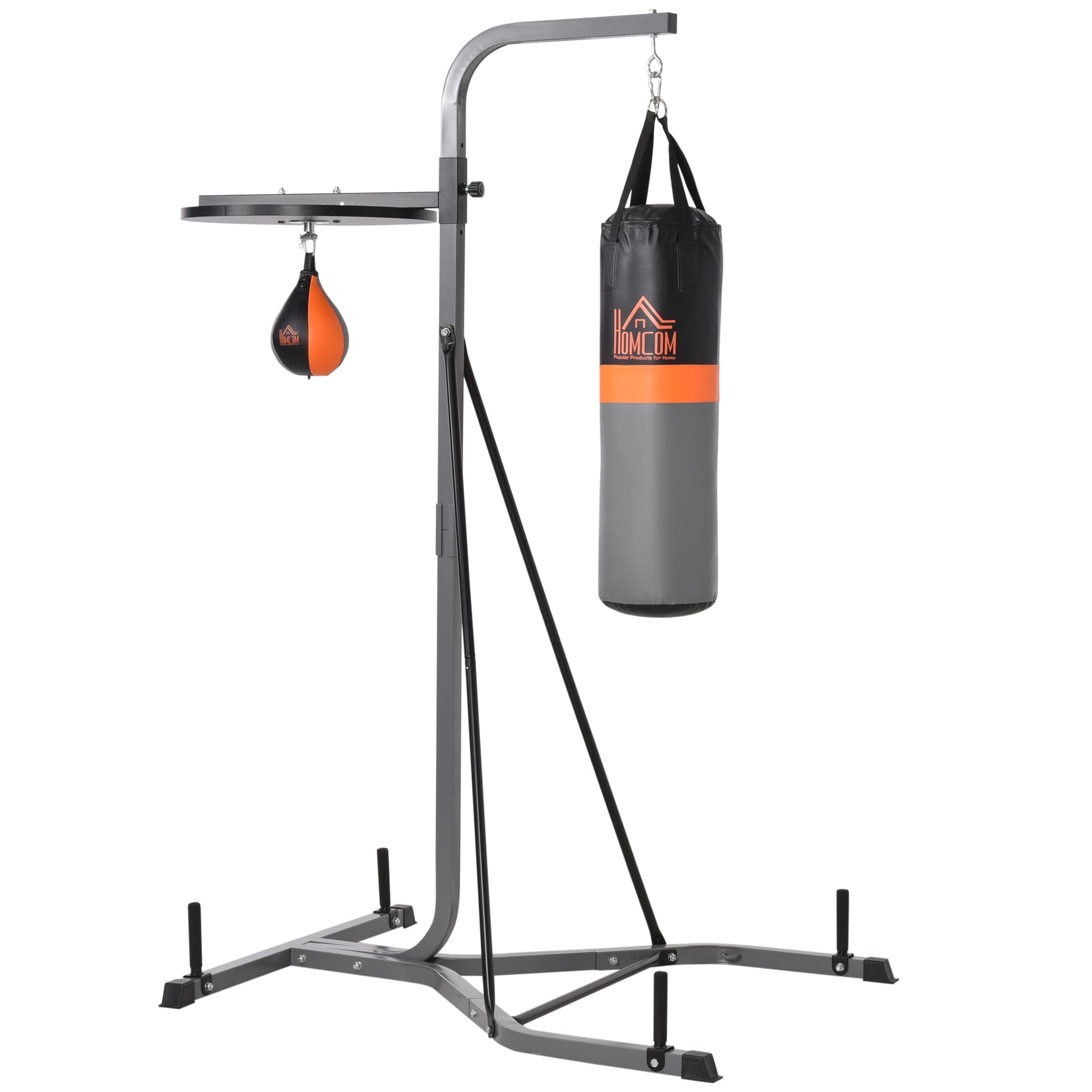 HOMCOM Freestanding Duo Punch Training Punchbag Sandbag Adjustable Height Home Agility Training Steel Frame | Aosom UK