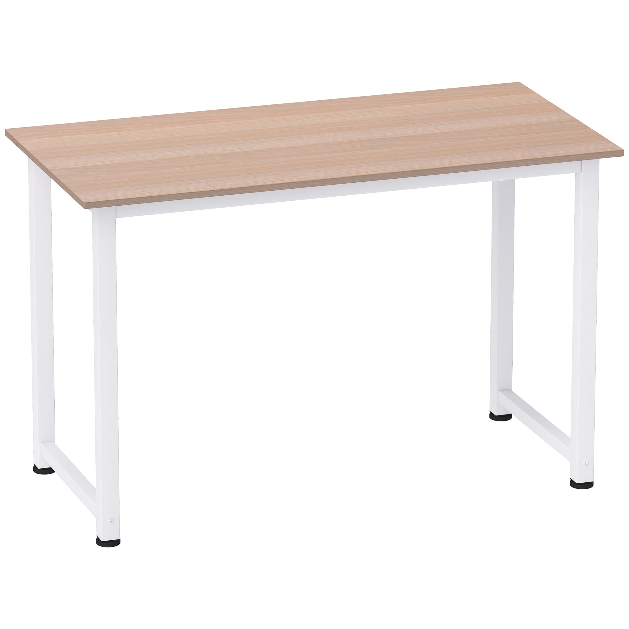 HOMCOM Adjustable Computer Desk, PC Writing Table for Home Office, Stable Workstation with Metal Frame, Oak and White | Aosom UK