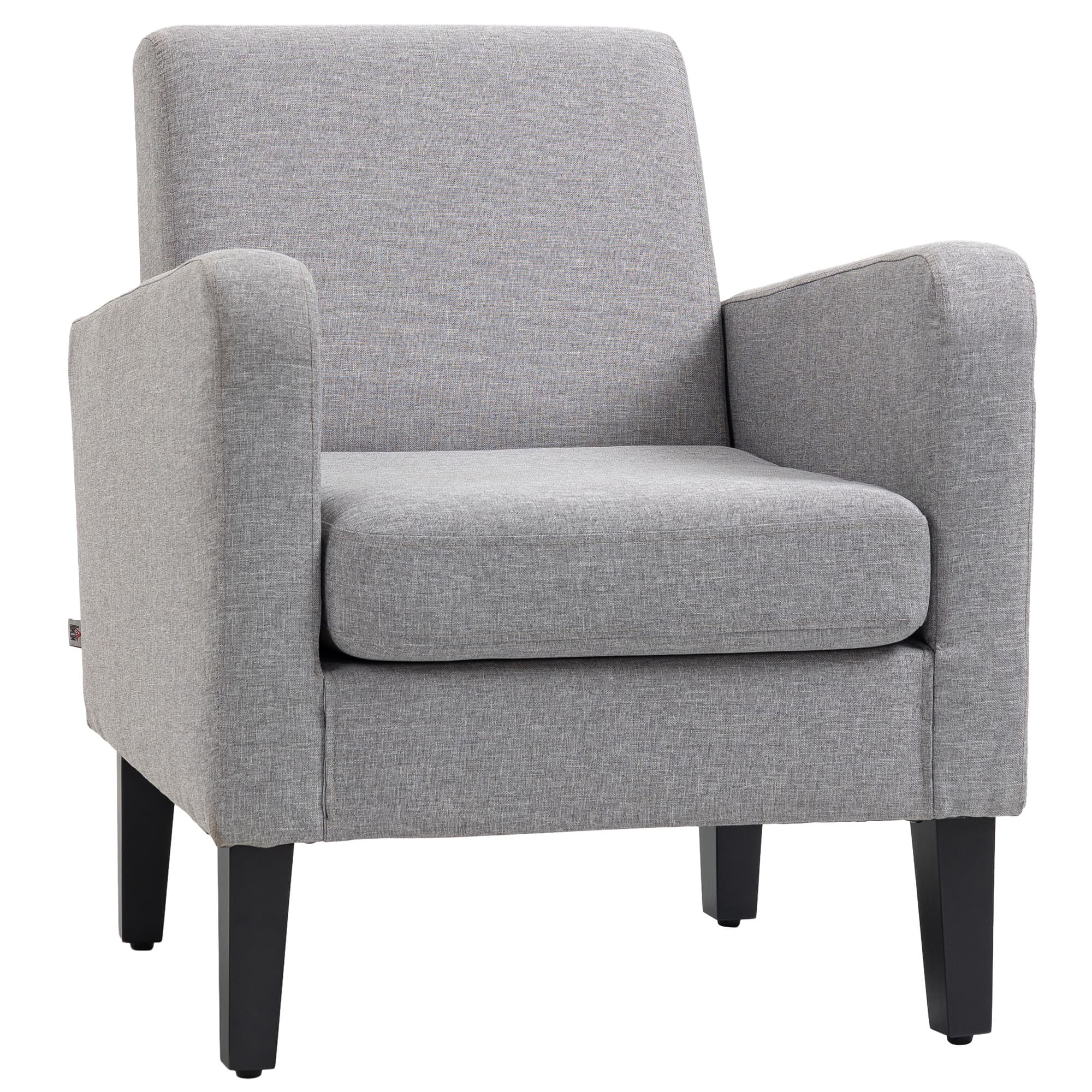 HOMCOM Modern Accent Chair, Occasional Chair with Rubber Wood Legs for Living Room, Bedroom, Cat Scratch Resistant, Light Grey | Aosom UK