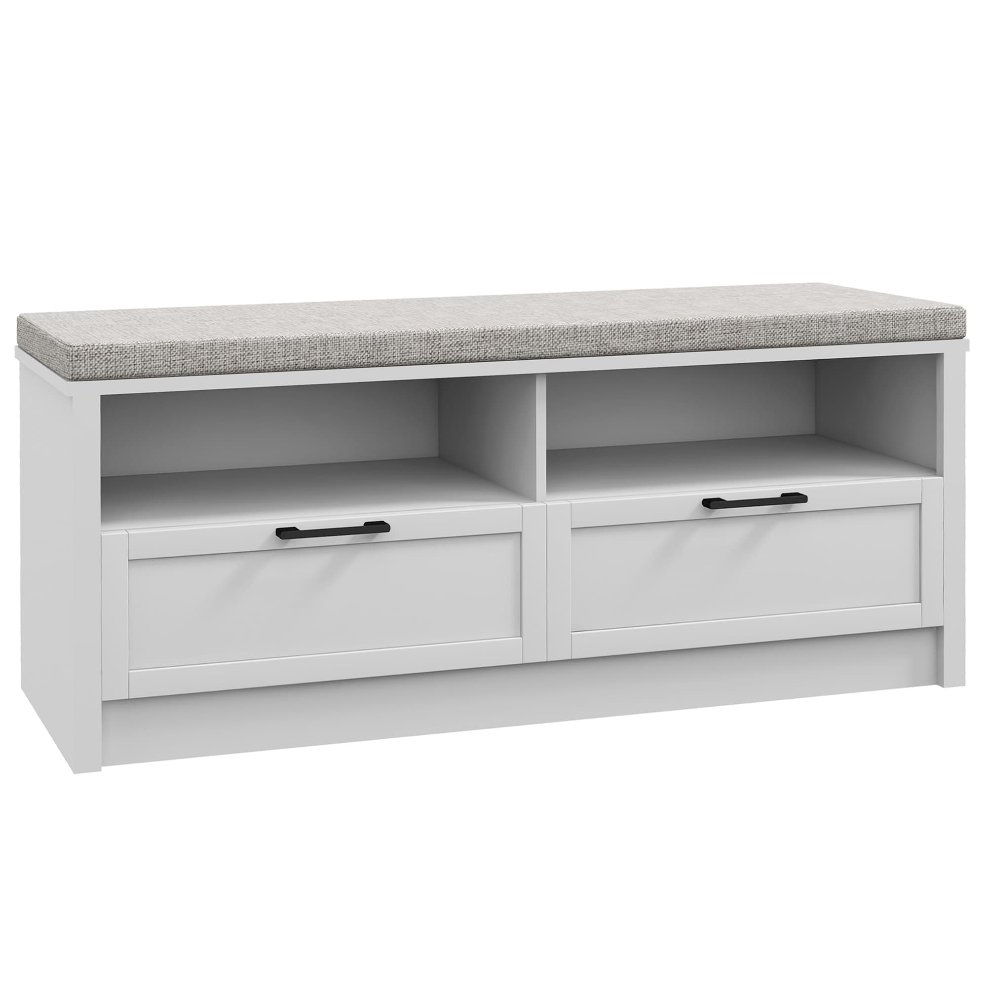 HOMCOM Entryway Bench: Padded Seating with Storage Drawers, Hallway Organiser, Beige | Aosom UK