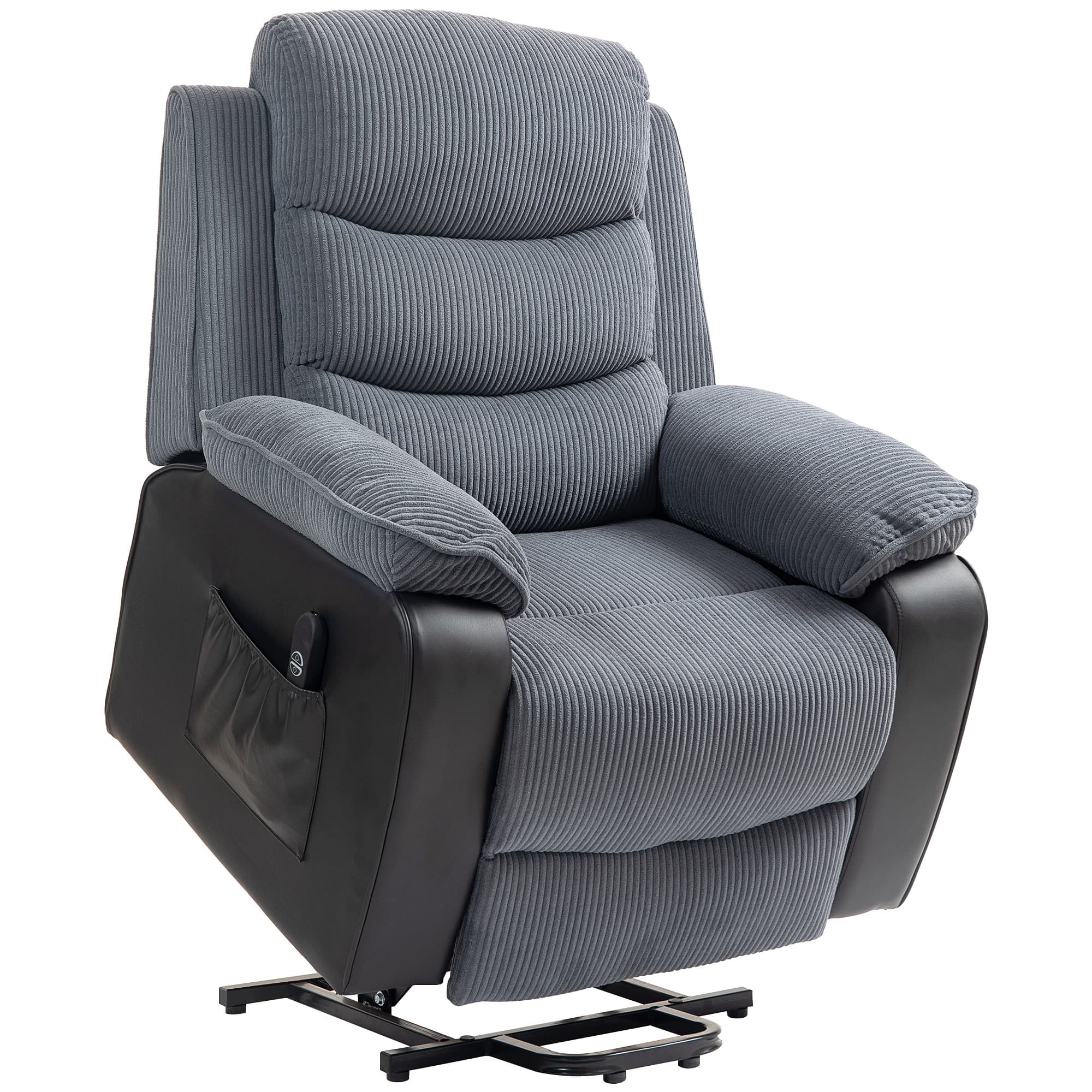 HOMCOM Power Lift Recliner Chair for Elderly, Patchwork Design Oversized Electric Riser and Recliner Armchair with Remote Control, Dark Grey