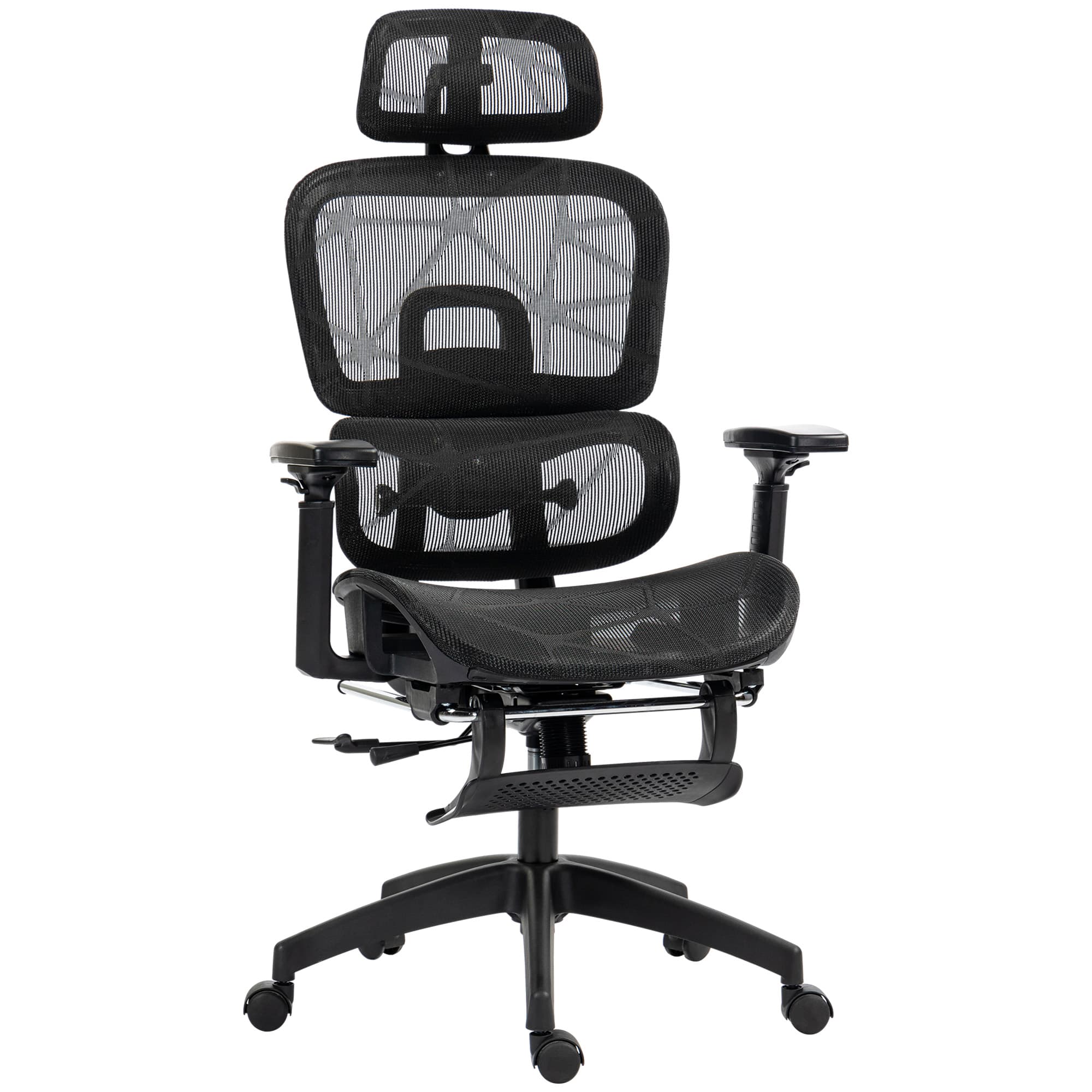 HOMCOM Recliner Office Chair, Executive Office Chair with Lumbar Support, Armrest, Headrest & Footrest for Study and Office, Black | Aosom UK