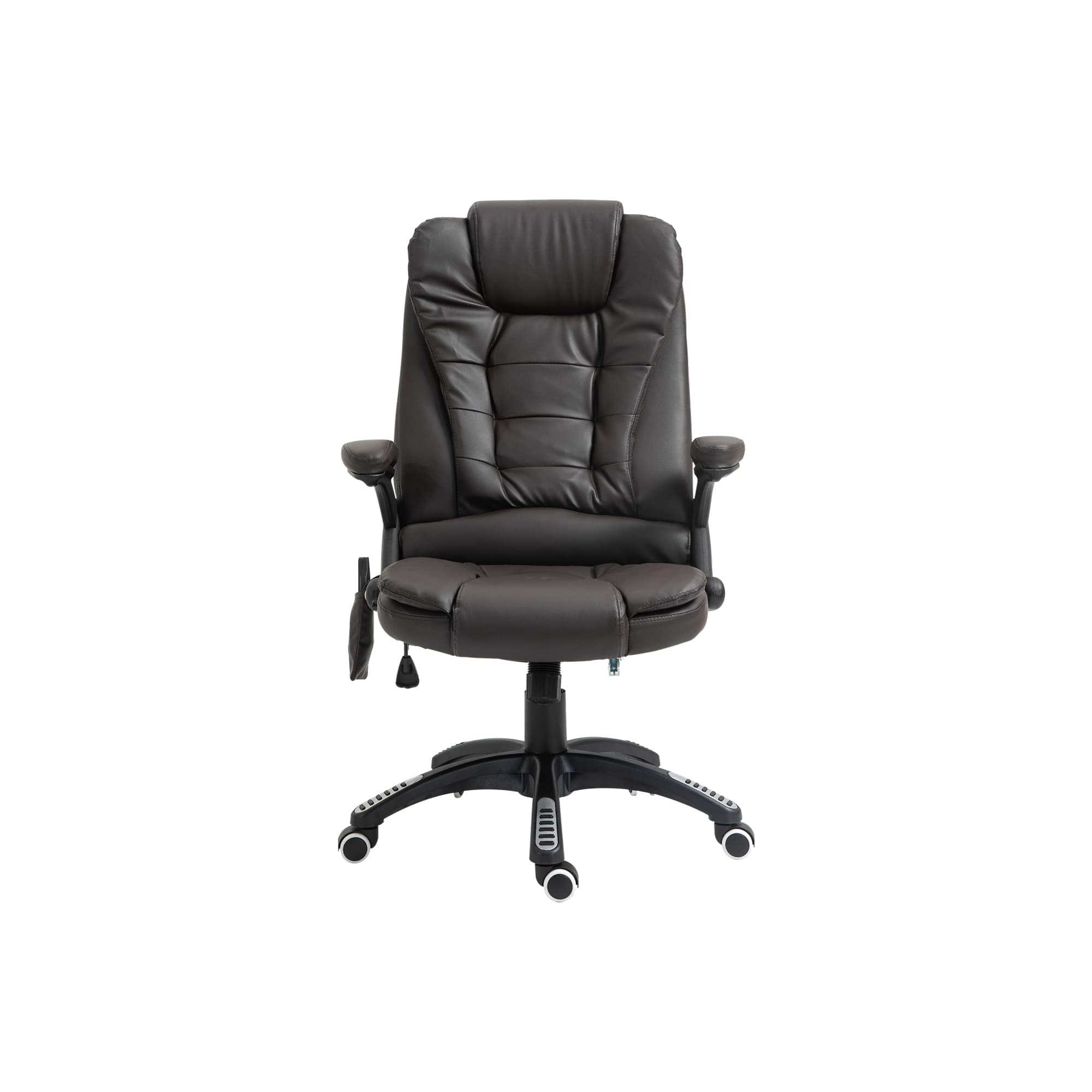 HOMCOM High Back Executive Massage Chair, PU Leather Massage Office Chair with Heat, Tilt, Reclining Function, Adjustable, Brown | Aosom UK