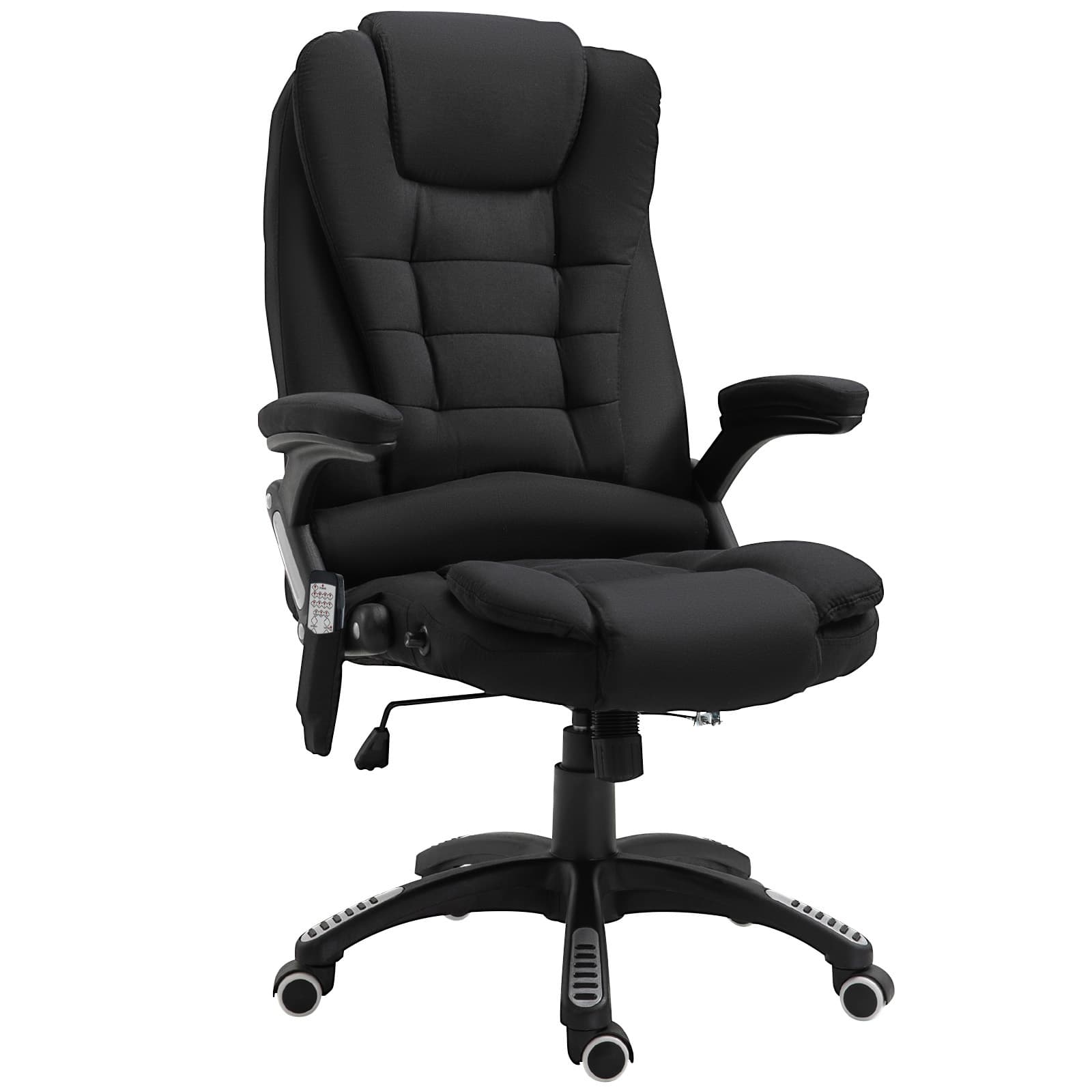 Vinsetto Massage Office Chair w/ 6 Heated Vibration Points, Executive Office Chair with Scratch Resistant Fabric, 360° Swivel Wheels, Black | Aosom UK