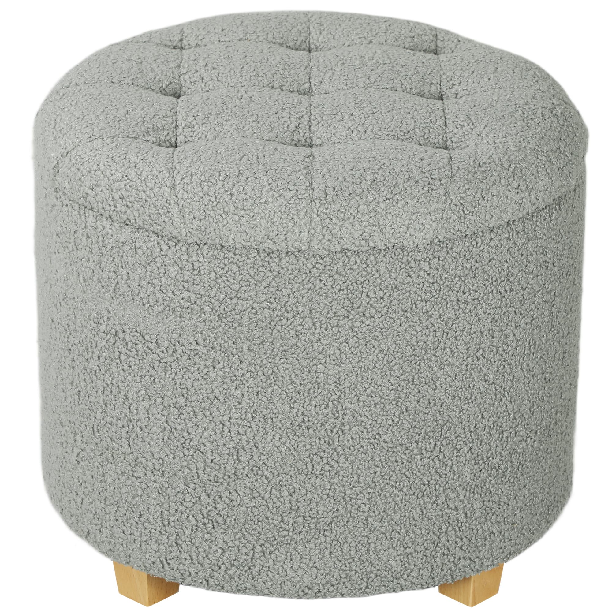 HOMCOM 31.8L Teddy Fleece Storage Ottoman - Dark Grey