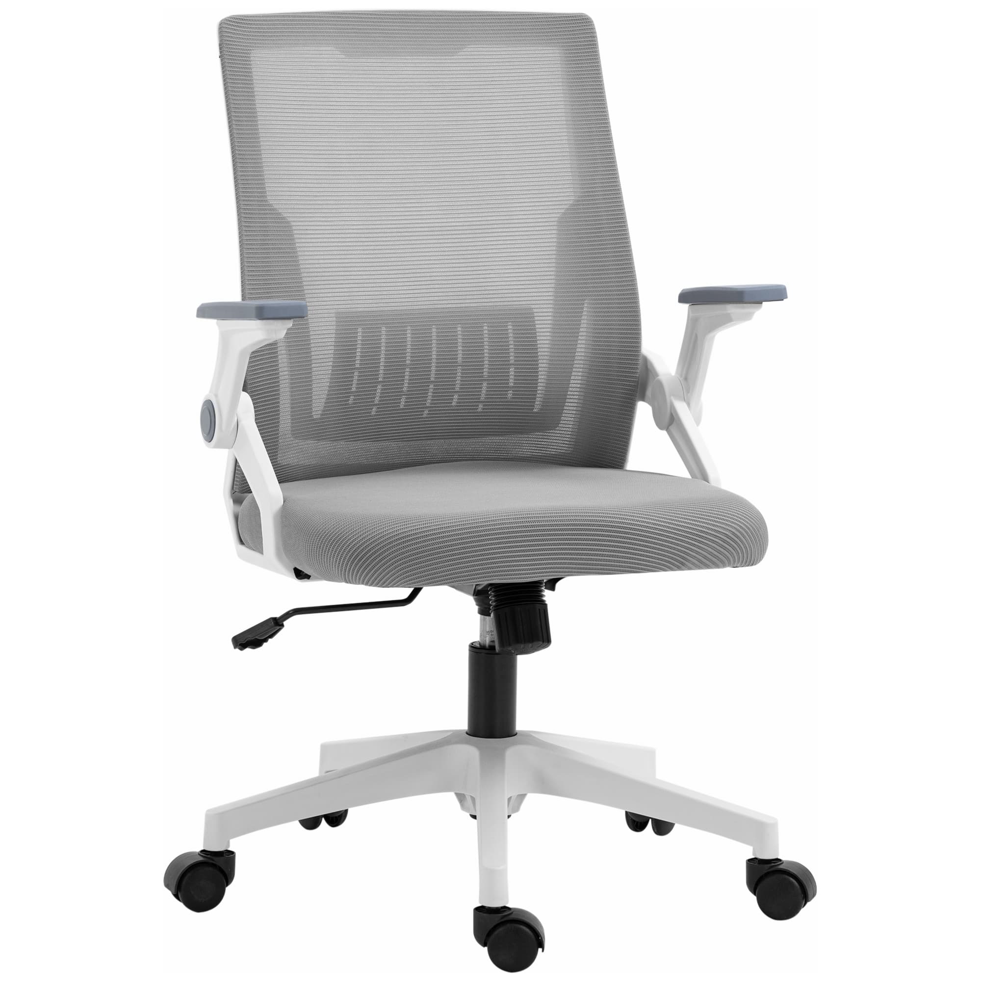 Vinsetto Swivel Office Chair, Dynamic Mesh Office Chair with Flip-Up Armrests, Adjustable Lumbar & Wheels, Grey | Aosom UK