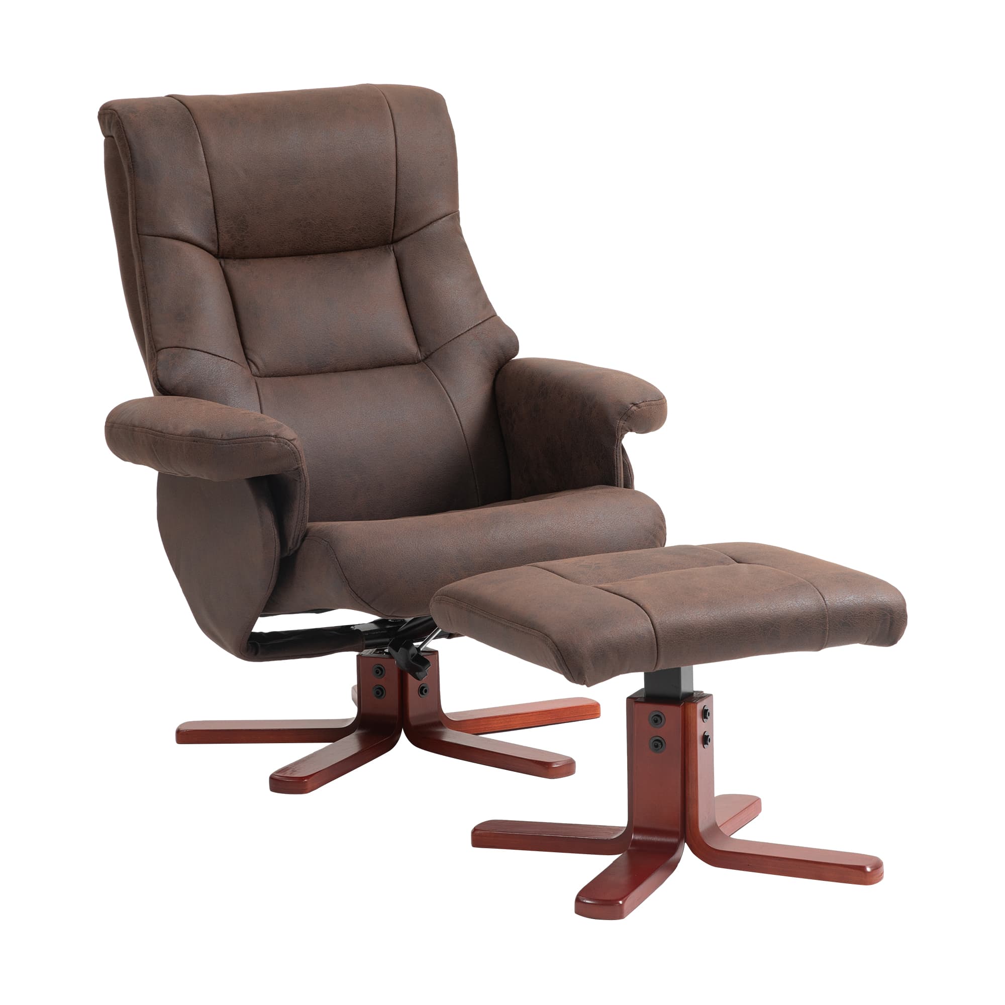 HOMCOM Faux Microfibre Leather Manual Recliner and Footstool Set, Cat Scratch Resistant, Dark Brown | Aosom UK