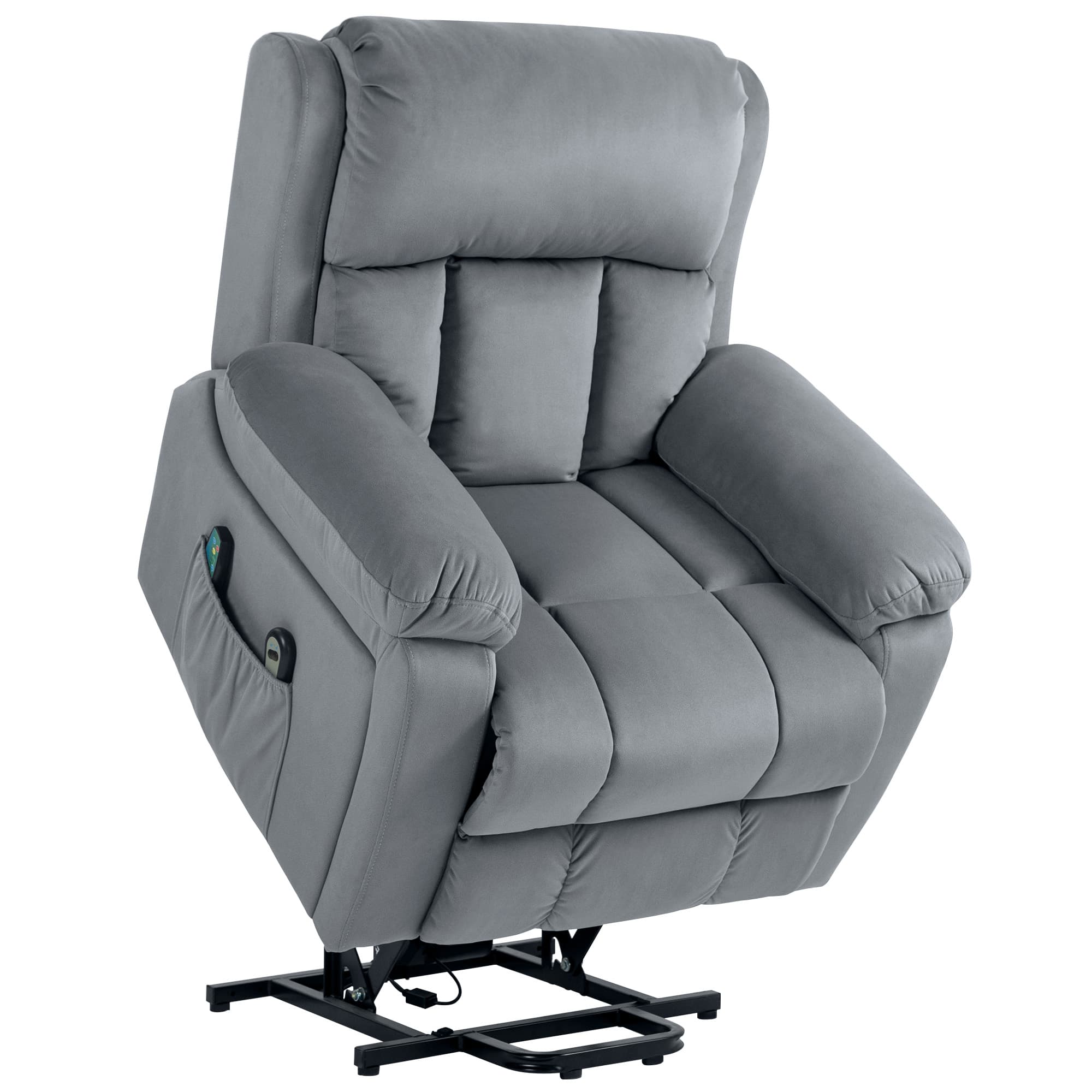 HOMCOM Power Lift Riser and Recliner Chair with Vibration Massage, Heat, Side Pocket, Grey | Aosom UK