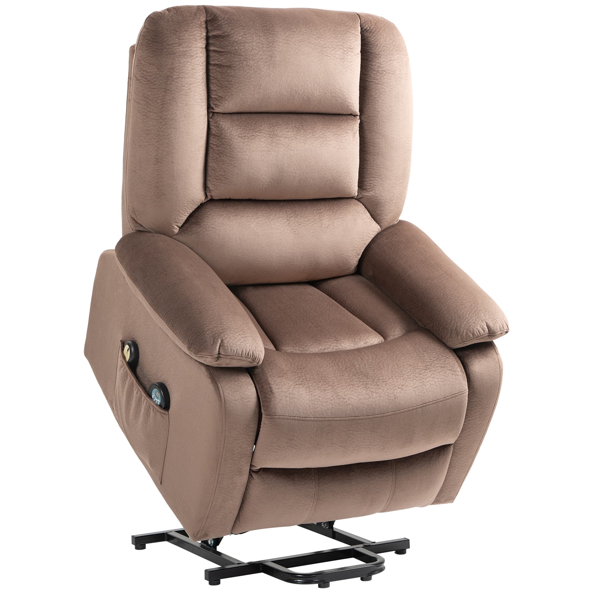 HOMCOM Electric Riser and Recliner Chair with Vibration Massage, Heat, Side Pocket, Brown | Aosom UK