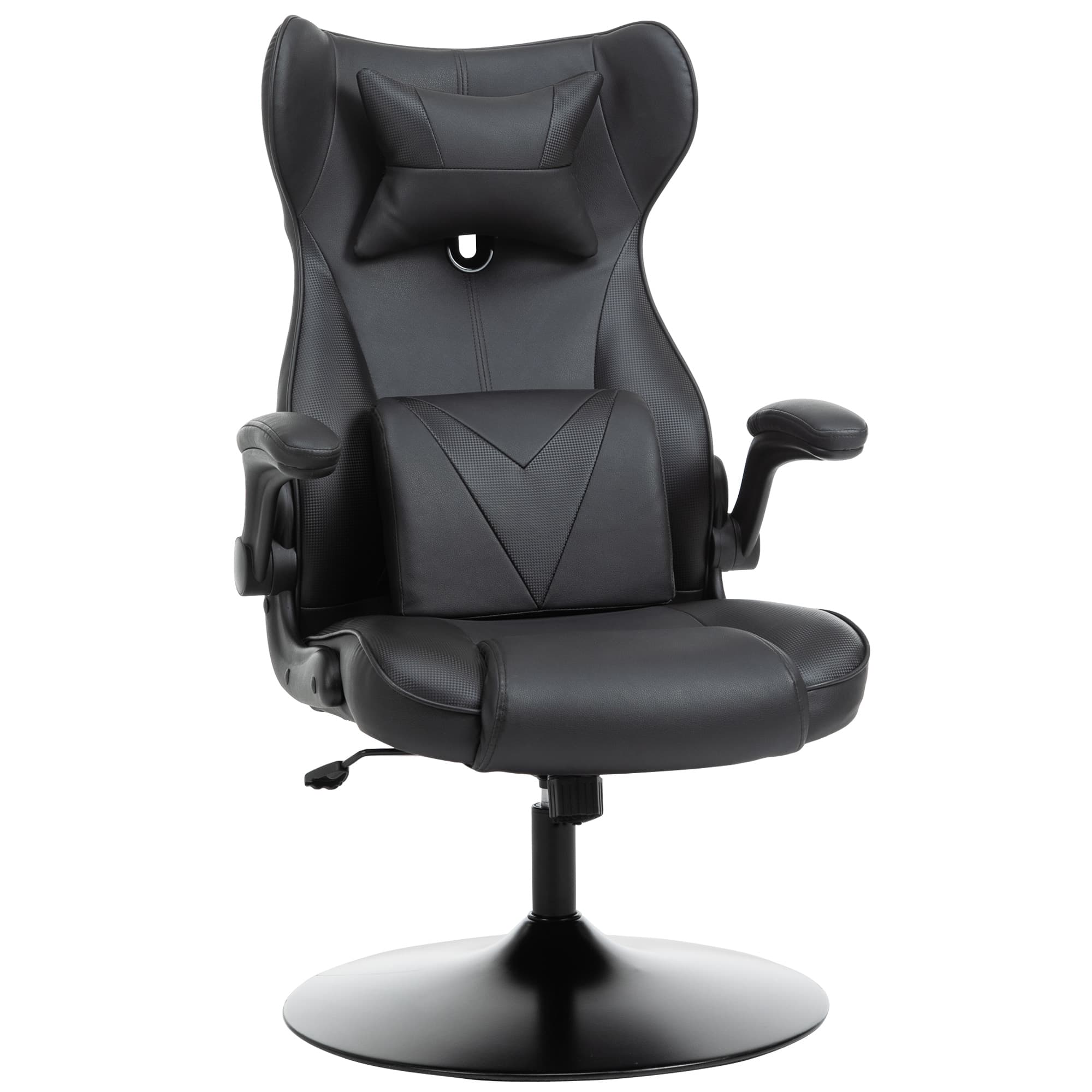 Vinsetto Video Game Chair w/ Lumbar Support, Racing Style Home Office Chair, Computer Chair w/ Swivel Base, Armrest, Headrest, Black | Aosom UK