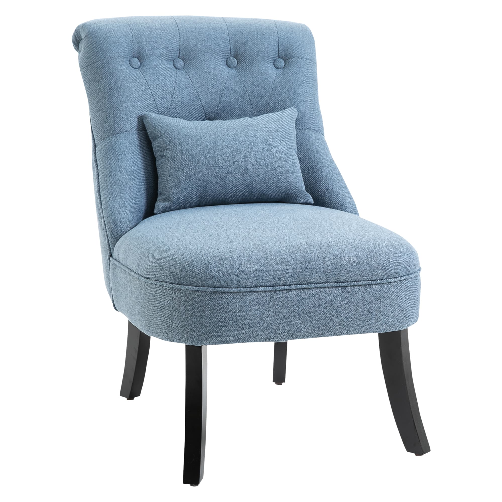 HOMCOM Fabric Single Sofa Dining Chair Tub Chair Upholstered W/ Pillow Solid Wood Leg Home Living Room Furniture, Cat Scratch Anti, Blue | Aosom UK