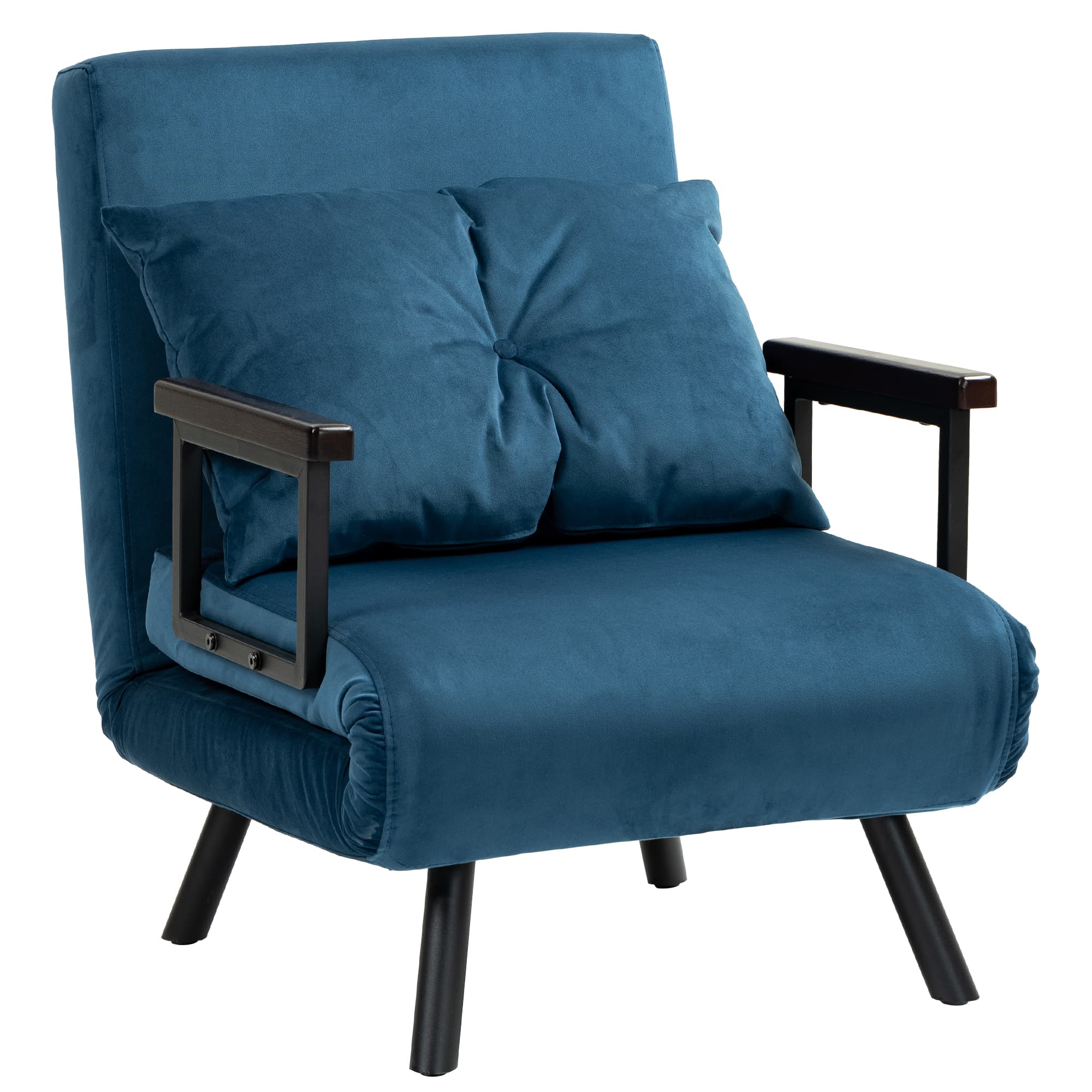 HOMCOM Click Clack Chair Bed, Convertible Single Chair Couch with 2 Cushions, for Living Room, Bedroom, Navy Blue | Aosom UK
