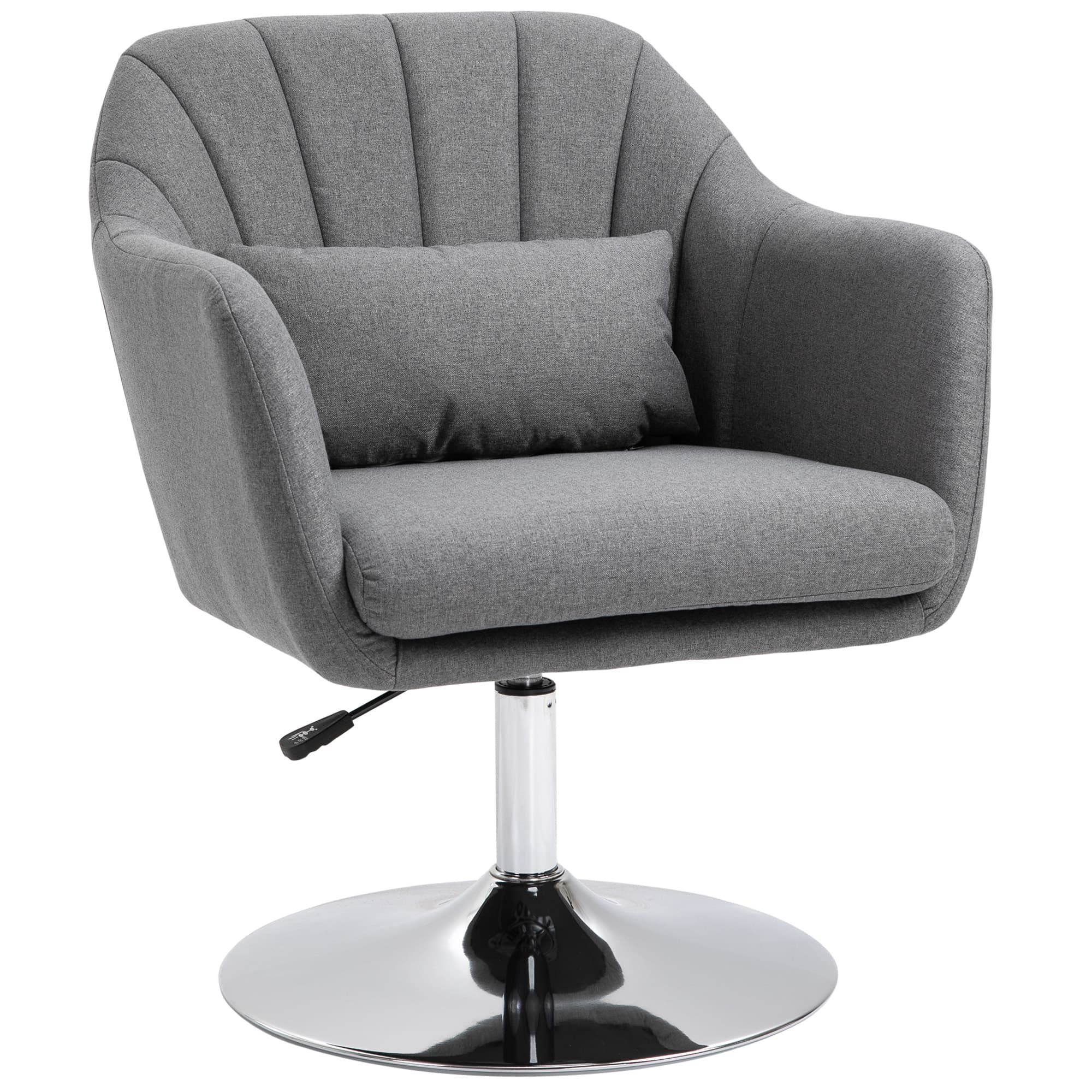 HOMCOM Swivel Accent Chair, Anti-Cat-Scratch Vanity Armchair with Adjustable Height Thick Cushion Lumbar Support Armrest for Bedroom | Aosom UK