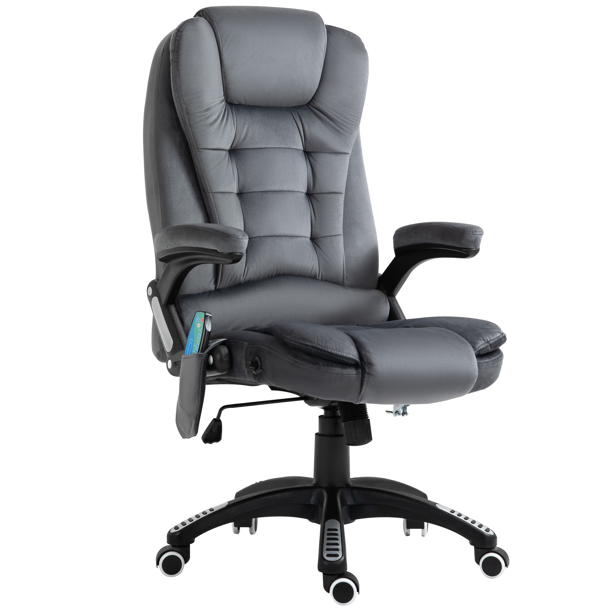Vinsetto 6-Points Massage Office Chair, Executive Office Chair, Reclining Office Chair w/ Velvet-Feel Fabric, 360° Swivel Wheels, Grey | Aosom UK